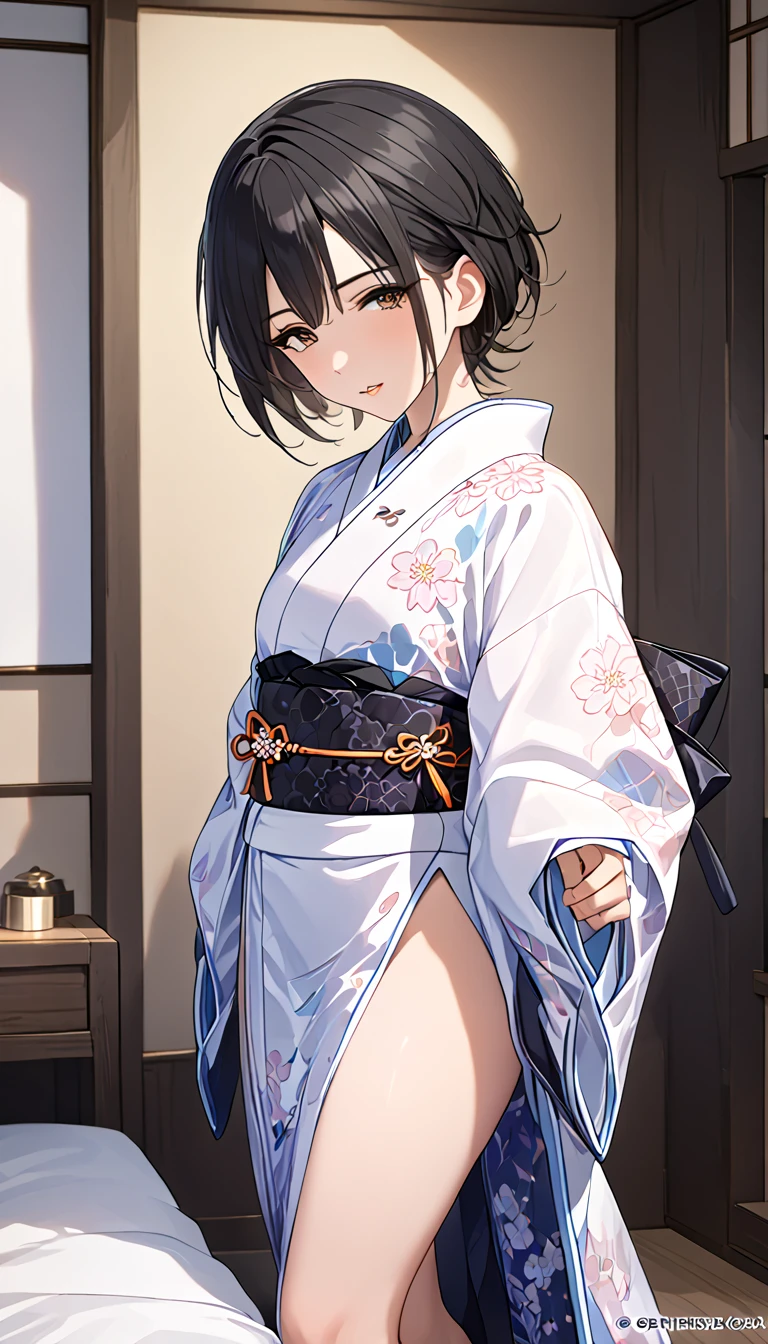 woman,Full body photo, ((Morning shopping street. ))) Best image quality, high quality, The background is clear,きれいなwoman, Japanese, detailed, detailed eyes, detailed skin, Beautiful Skin, 超High resolution, (reality: 1.4),とても美しいwoman, A little younger face, Beautiful Skin, thin, (Ultra-photorealism), (High resolution), (8k), (非常にdetailed) (Beautiful and detailed eyes), (非常にdetailed), (detailed face), Displaying the viewer, Fine details, detailed face, Staring straight ahead, Staring straight ahead, Photo Real, Baby Face,Hairstyle: short hair,smile,(((A Certain Magical Index、God cracks the fire weaving,Pita T、belly button、Shorts、)))(Flat chested,)(((flat chests,)))((Pita T,))hair over one eye, from below,