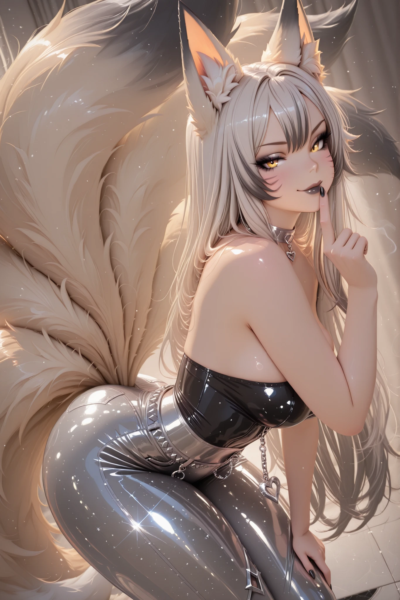Cat Girl Beauty Big Tits White Liquid Four Arms Open Legs Long Hair White Hair Bikini Ecstasy Pleasure Shame Tanga Prom Dress Tail Cheongsam