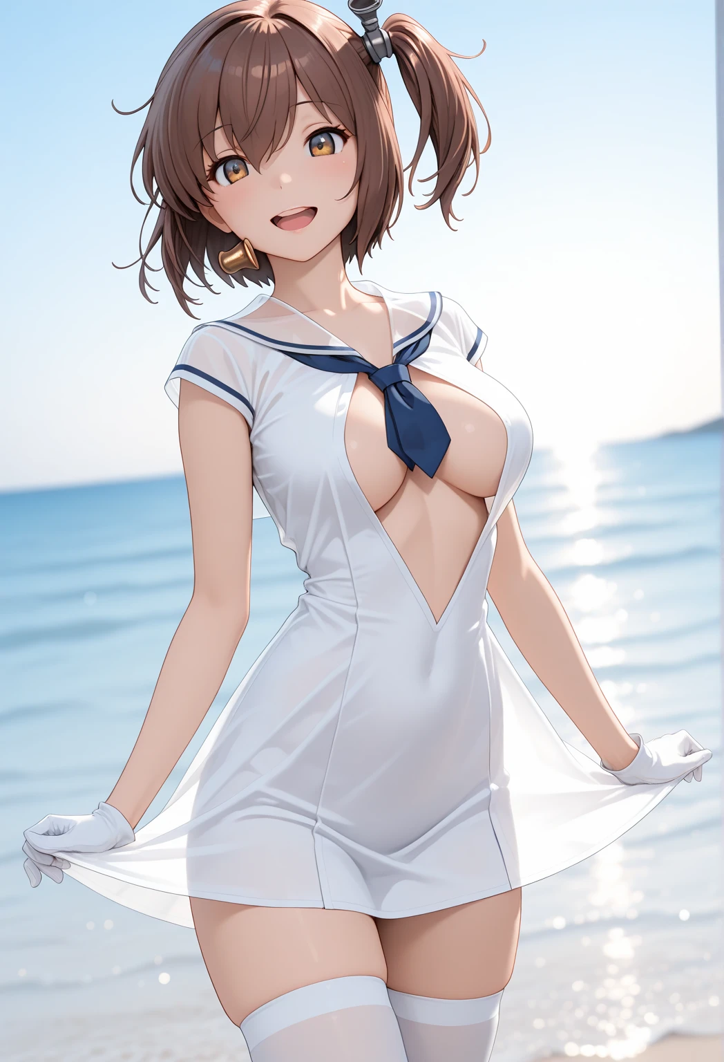 Highest quality, (masterpiece:1.2), Very detailed,
One girl, alone,
View your viewers, smile, Medium chest,
Brown eyes, Brown Hair, short hair, naked、((Thigh-high socks))、On the bed、((Sailor Warriors))、((Long gloves))、leotard