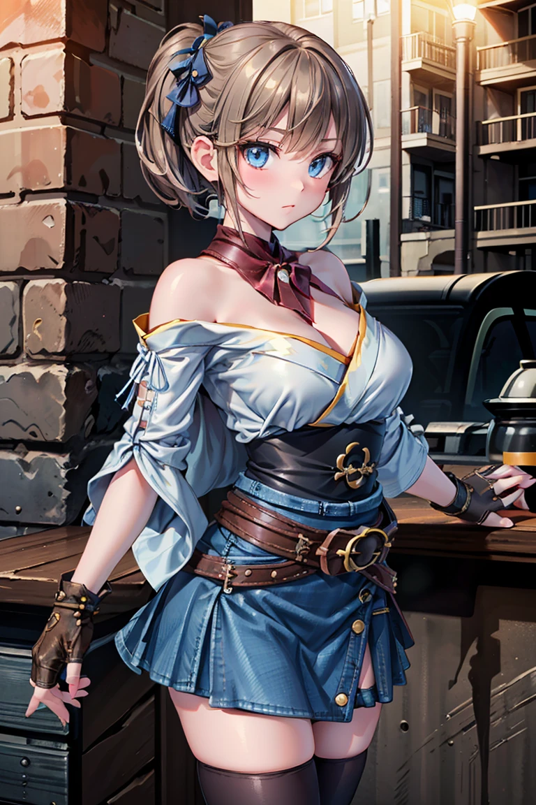 Anime Girl, Cowgirl costume, Colossal tits, Brown hair, perfectly proportions, ((Shorthair))