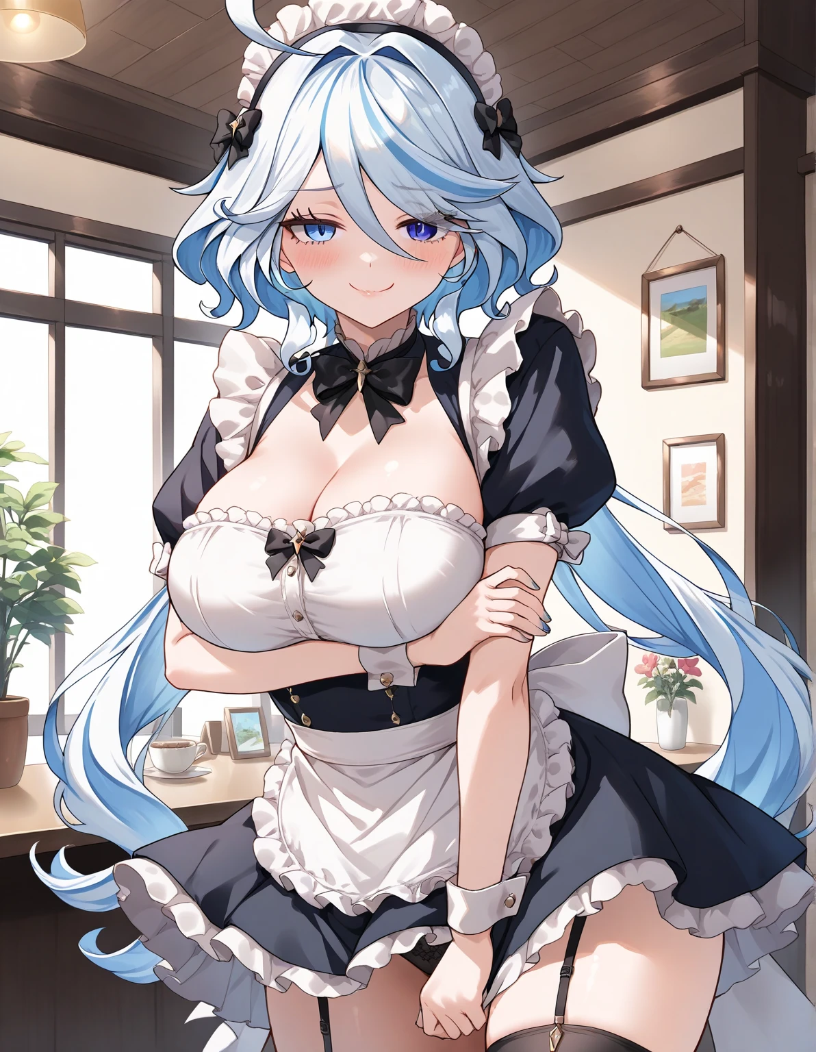 Sexy
maid blue hair