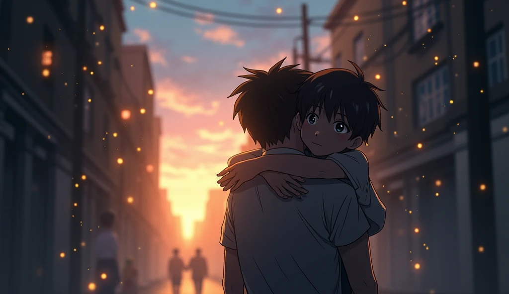 Sons embracing father