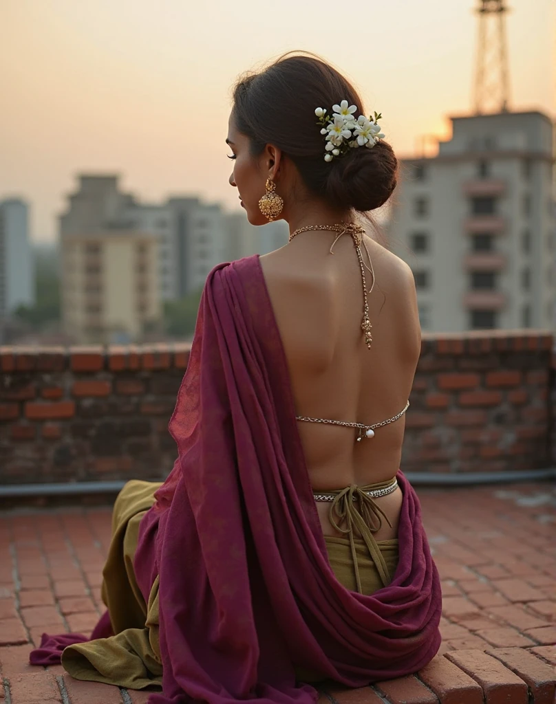 Extremely gorgeous, round face, shoot for a famous cosmetics brand, shoot for top health magazine cover Page, bold photoshoot, bold looks, body positivity, stunning beauty, ravishing, spicy hot, sizzling hot, sensual shoot, artistic sensual photograpy, thick figure, curvy, Thick navel, sexy tempting lady, sexy navel folds, fleshy figure, woman with a flower in her hair and a flower in her hair, closeup portrait shot, movie stills photography, traditional beauty, body sweat, glistening skin, feminine curve, curvy body, skin texture, skin pores, traditional clothes , traditional female hairstyles, pretty face!!, shot on sony alpha dslr-a300, indian woman with brown skin, indian goddess, traditional makeup, movie stills, actress, close - up portrait shot, detailed portrait shot, ultra HD, 32k, hyper realistic, hyper realistic skin, High level professional photography, insane details, high quality skin, beautymarks, real photograph, add every possible elements to make the photo looks as real photograph,