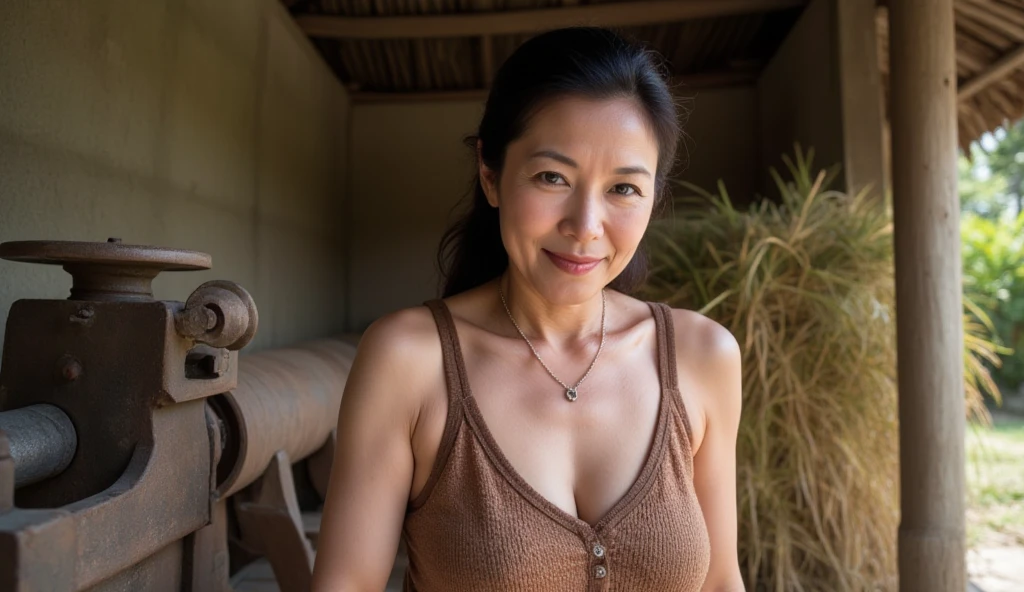 RAW PHOTO, her name is Dolores, high quality, 1 old woman, ((58-year-old slim filipina woman)), (((58 years old))), ((slim body)), ((wrinkled body)), (((old body))), (((long hair))), she is nude, POSE: kneeling, BREAK, BACKGROUND: indoor: beach behind window, white wooden walls, film grain ((realistic vagina))
