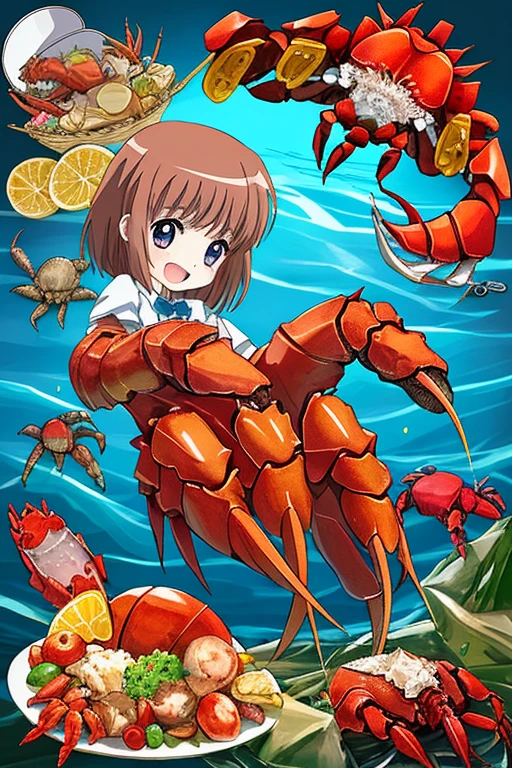 Woman with a crab crotch,barechested,standing up,