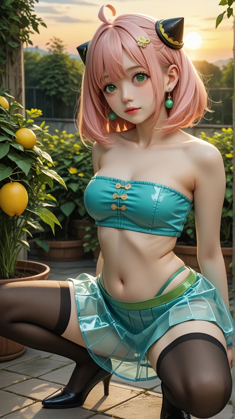 standing with fashion model posing, yellow color, (Masterpiece, Excellent, 1girl, solo, complex details, color difference), realism, ((medium breath)), off-the-shoulders, big breasts, sexy, Yae Miko, long pink hair, red headdress, red highlight, hair above one eye, green eyes, earrings, sharp eyes, perfectly symmetrical figure, choker, neon shirt, open jacket, turtleneck sweater, graffiti, dim lighting, alley, looking at the audience, ((mean, seductive, charming)), (((grassland with a lot of flowers))), (((Glow-in-the-dark background))))High efficiency sub-pixel, subpixel convolution, luminous particles, light scattering, Nothing worn, realism, Tyndall effect, transparent dress, lace edge, lace seduction, bare legs, miniskirt, long legs, thighs, middle breasts, split skirt, pink lace trim, upturned buttocks, high split cheongsam, coquettish type, charming, shy, big breasts, big chest leaking, bursting breasts, realism, nothing worn, seduction, tall figure, white skin and beautiful skin, pink hair, fat buttocks, fat buttocks, big buttocks, naked, nothing worn, especially short clothes, bare waist, thong, riotous look, loose long hair,