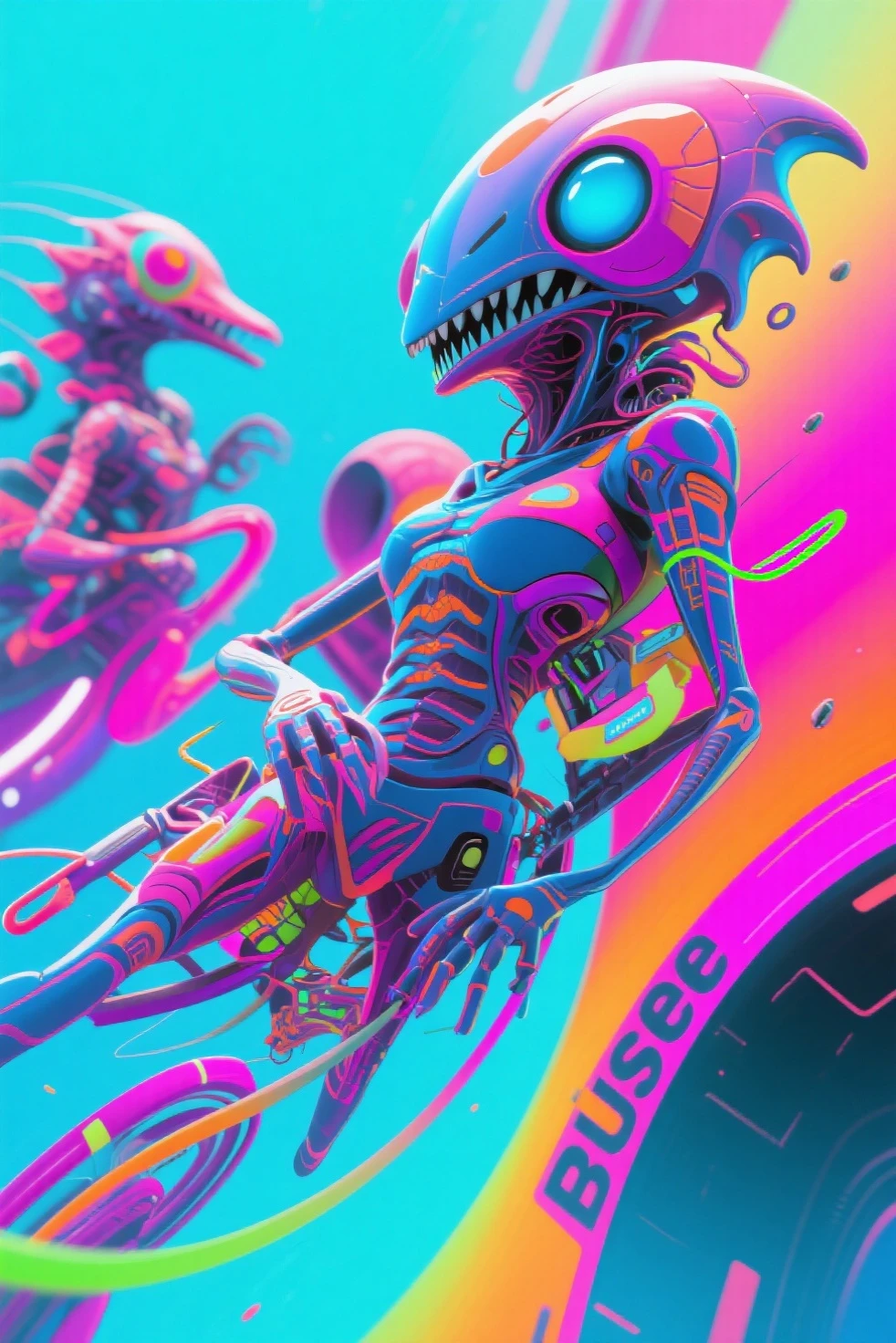 Cute,monster,psychedelic,psycho,anime,full body