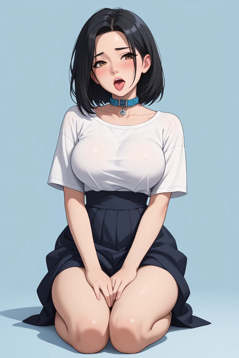 ((((highest quality)))), (((Ultra-precision CG 16K))), (((masterpiece))), (((Very detailed))), (((Extremely detailed))), (((Black outline:1.3, Written boundary depth:1.3 , Written soft outline))), Blur, Bokeh, Maximum clarity and sharpness,Multilayer Texture, Surface Shading, Cinematic lighting, Beautiful details sparkle ,Perfect Proportions, Limited to three woman, BREAK accurate, Anatomically correct, Highly detailed face and skin texture, drawn in detail, Highly detailed facial and skin texture, Detailed eyes, beautiful hair, Beautiful Japanese Idol face, Beautiful and beautiful eyes, Beautiful body, Beautiful breasts, Beautiful thighs, Beautiful legs, Beautiful fingers, (Beautiful views) , skinny body, ((Beautiful Skin)), ((Skin Texture)) BREAK breast enlarged, huge Breasts, rocket breasts, (((perky breasts))), covered nipples ,slender waist, (blush, determined expression, Heavy breathing,) BREAK (((no-bra, wearing oversized t-shirt and black inner wear, sportswear, low rise, mini-skirt with slits, no-sleeve, breast is covered by outfit))) , wearing earrings, BREAK ( stick breast out),((( a woman sitting on steps of the school:1.3, stretching out, from side , from below, looking at viewer, close up face))),