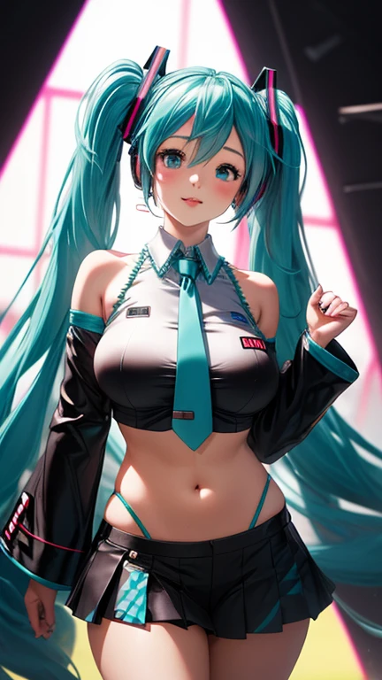 Browsing Caution、One Girl、Hatsune Miku VOCALOID、Huge 、cyber punk、Shiny Cyber Bodysuit、The color of the clothes is white and black、(blush:1.3)、8K Illustration