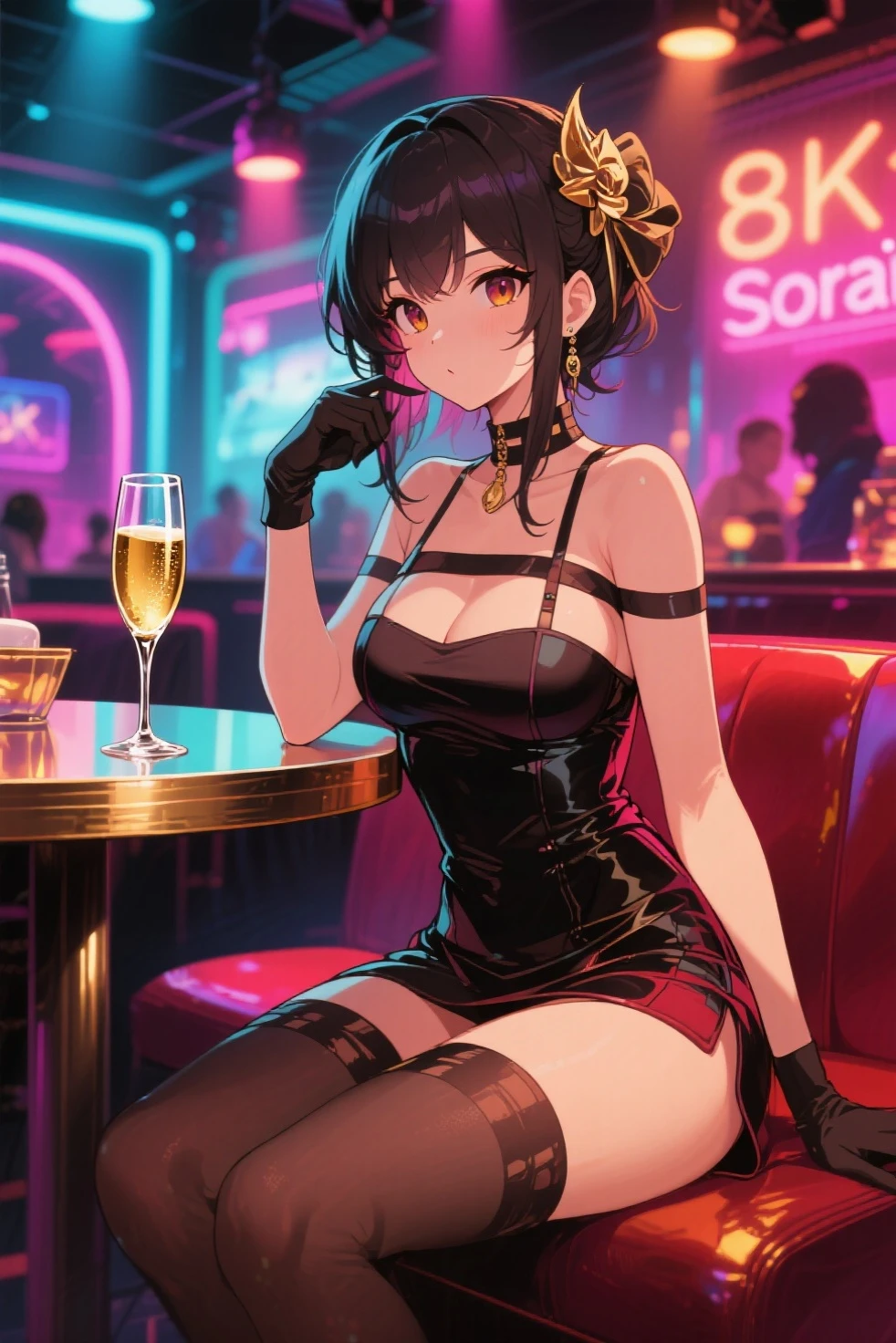 Ami, 40 year old,sexy fishnet dress, nightclub