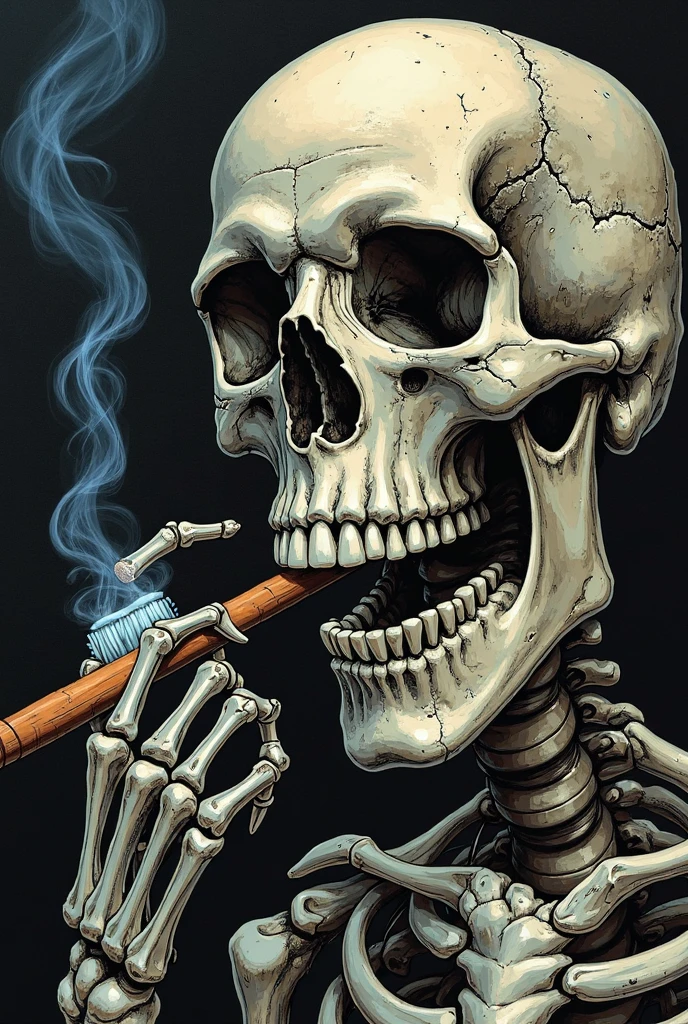 Image of a skull smoking weed