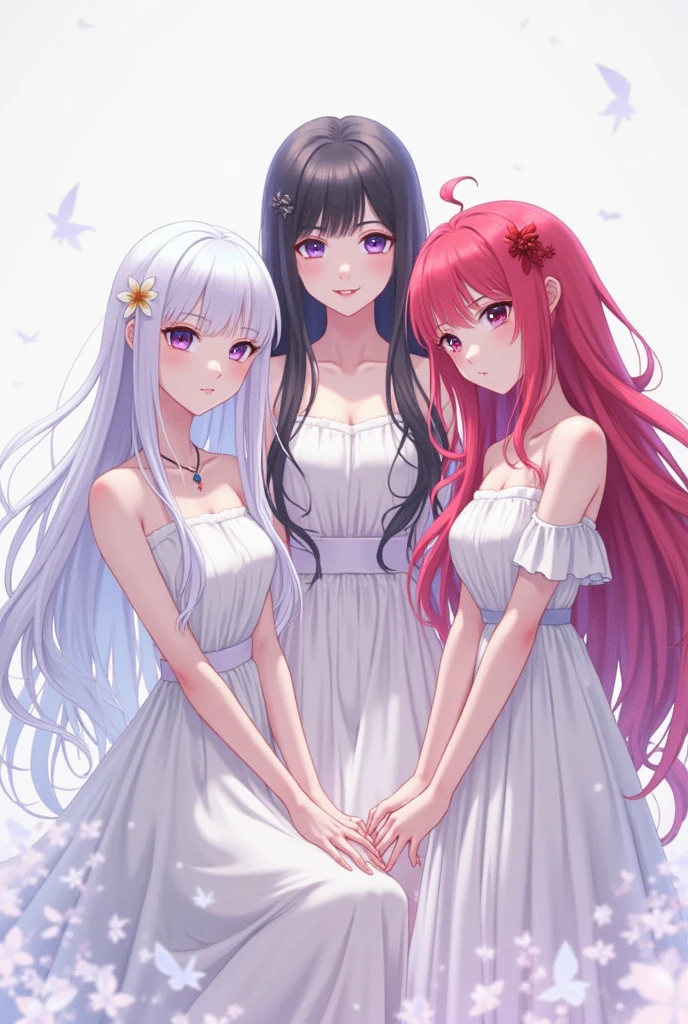 anime style of beautiful Girl with hot chicks and long boobs, white background, Anime Style, photo, cinematic