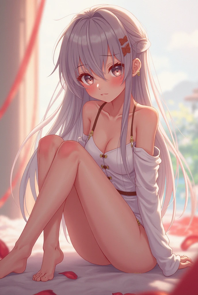 Sexy cottage anime girl open legs