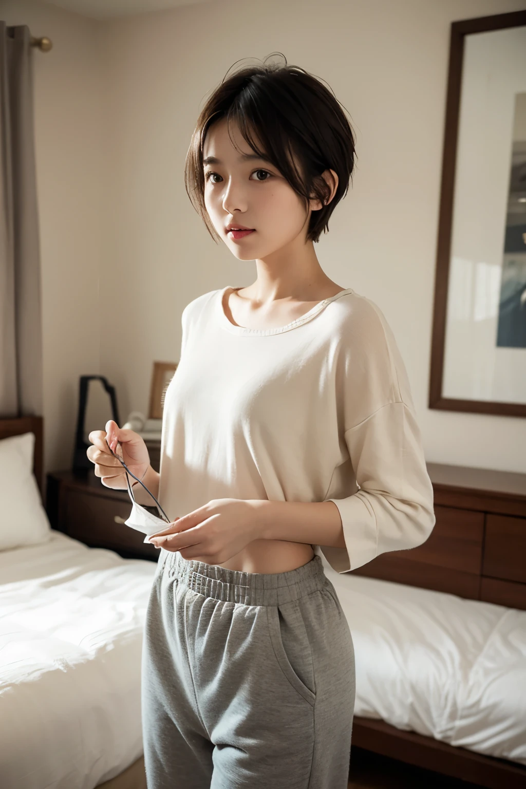 (((Shot in the back、Thigh close-up、Photographing only the thighs、Lower body close-up、Tight sweatshirts)))、(Young girl)、(Genuine、photoGenuineistic、Very detailed、Highest Detail Skin、Highest quality、masterpiece、Ultra-high resolution)、18-year-old、The lighting is bright、Genuineな肌質、Shooting from below、Thick thighs、knees、Chubby、upright、Stand up straight