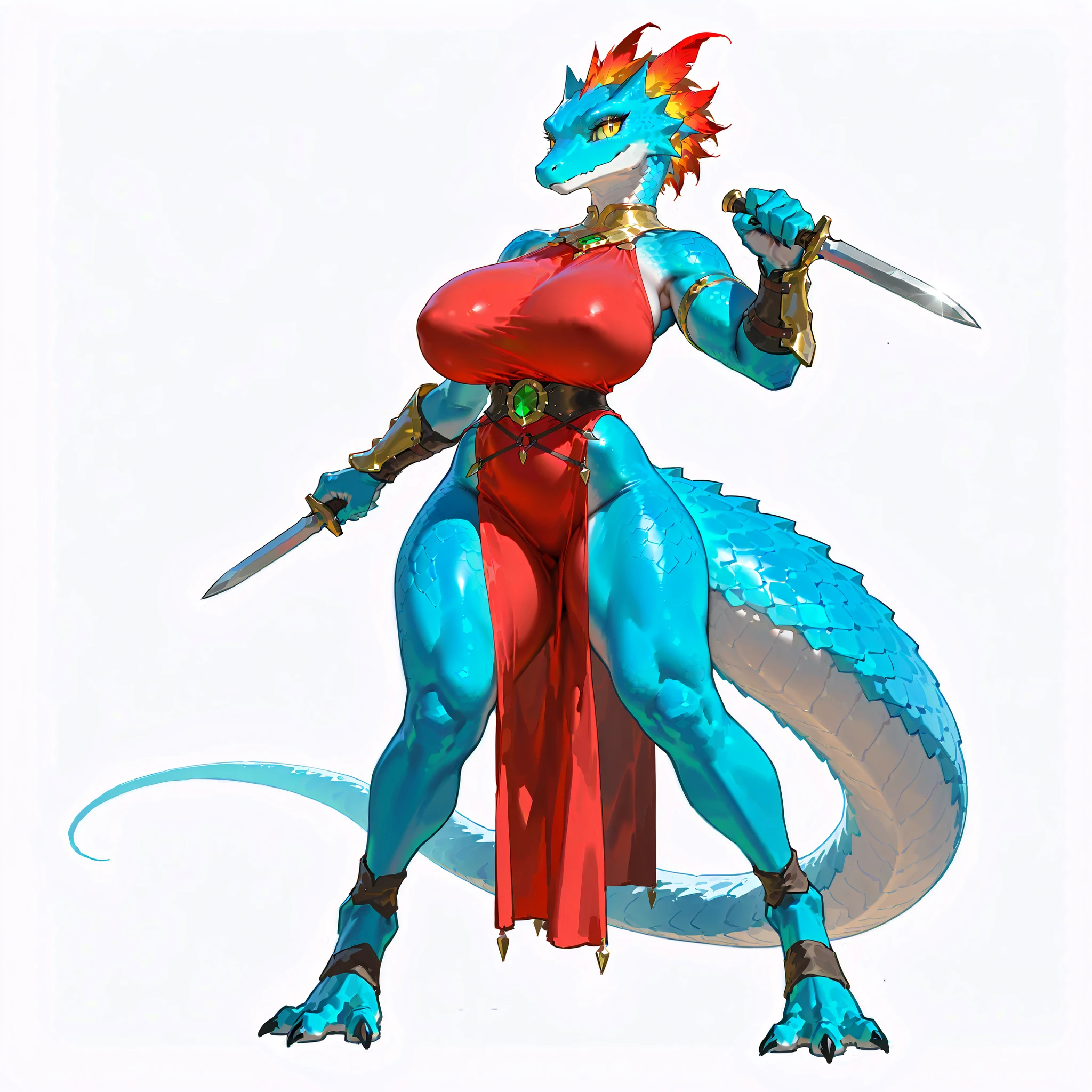 (antro)) Officer Flint, dragon, ross tran, by ruan jia, by zaush, by foxovh, by lindasexyrobutts, by cervina_7, by sligarthetiger, best quality, masterpiece, Illustrataion, wallpaper, 1 girl in, Aggressive Female Dragon and bestial, ((red scales 1,2)), ((sharp and thorny scales: 1,3)) Scaly skin, ((large claws)), ((black claws, dragon face: 1,2)), ((dragon face: 1,3)) muscle, tomboy, thicc, ((beast:1,2)), ((spiky hair:1,2)), ((spiny hair)), white horns, yellow eyes , white tips like a crocodile, human body, scaly skin, red party dress, hairy artistic drawing, city background, aggressive, gold bracelets, alone, hair, mohawk haircut on one side, 3 point piercings on 2 rows along the snout, dragonish, multiple gold piercings in the ears, yellow eyes, bright eyes, brusque female dragon and discolored girl, rude and extremely discolored eyes and face, ((red dragon:1,2)), ((aggressive dragon)), beautiful faded eyes, natural turn, looking at viewer, horrible thighs, big butt, tall figure, curves, feminine, cute, big breasts, natural breasts, tail, e
tall, aggressive, conceited and superior in expression, wide hips, thin waist, firm muscles. marked abomen, wide and muscular arms, wide hips, big ass, giant breasts, aggressive, Tomboy, ((sexy and powerful poses:1,2)), ((volcanic background)) showing the muscles of his arms and taking a step from the front, ((powerful postures)) Placing one hand on his waist and the other showing his biceps, ((showing his muscles1,2)) raising one hand to show his muscles. ((Hairy appearance more animalistic than feminine: 1,2)), broader muscles ((wild:1,2)). 8K.