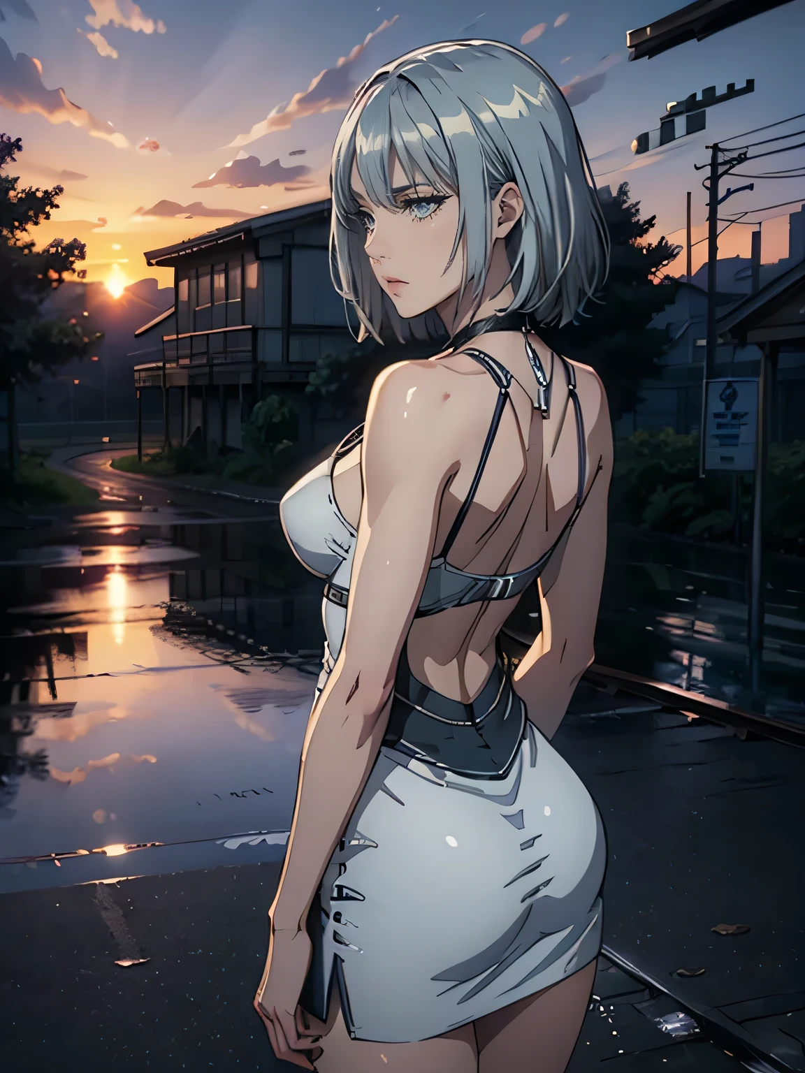 On the rooftop during golden hour、Background night city skyline, A beautiful Japanese woman is photographed from behind, towards the camera. She wears a white swimsuit, Minimalist white swimsuit, Her long silver hair is blowing gently in the breeze. golden light surrounds her, Creating a silhouette effect, Capture the moment when the background changes from day to night. After her, Cherry blossom scenery in full bloom、Capture moments of serene beauty, Demonstrating the peaceful coexistence of city life and nature.
• Mode: manual mode、exposed、Fine-tune your shutter speed。
• Aperture (F-Score): f2.8〜Set to F4 range.、Make your subject stand out、Beautifully blurring the cherry blossoms in the background。
• Shutter speed: 1. Capture the Movement/Please select 250 seconds or more。A quiet pose or、If you want to capture the moment when the petals fall、Adjusting the Shutter Speed。
For shooting in bright outdoor conditions、Set to 100 or 200、Keep it as low as possible。
seaweed、seaweed、seaweed、seaweed、seaweed、seaweed、
