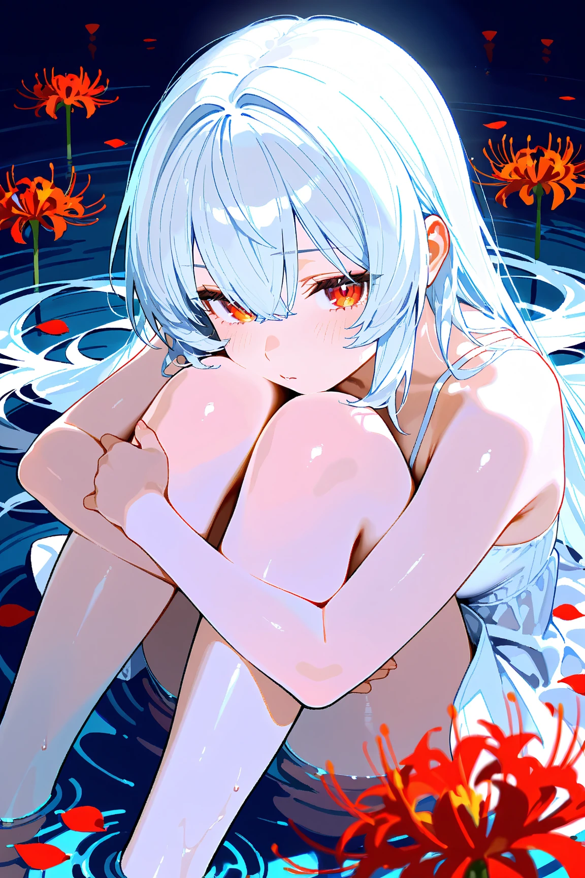 (16 years old), big eyes, (blush, embarrassed),(mouth opened),(small amount of clear liquid from the mouth), (heart-shaped pupil:0.6), detailed eyes, double eyelids, (thin thighs), (small breast:0.8), (abs:0.8), losing consciousness after sexual climax, hentai,(Small round face),(Perfect high nose),(Perfect big eyes),(Beautiful double eyelids),(A face insane with sexual pleasure)