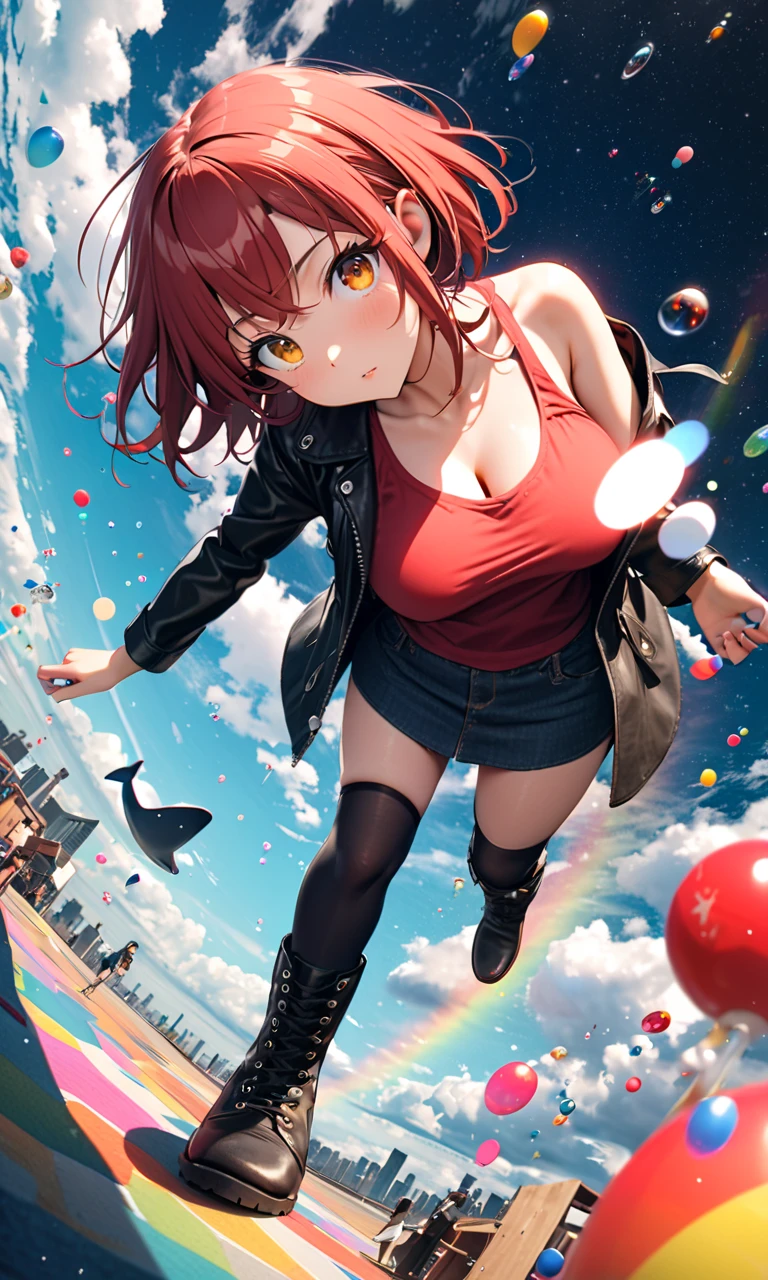 Giantess appears from underwater in front of a giant cruise ship, the cruise ship looks very small in front of her because it is giant, she is naked, she has red hair and white skin, she has small breasts but very sexy legs and her body is very curvy. Goddess, Attack, giant, cruise ship, naked, sexy, hot, ocean, in middle of the ocean, without buildings, High quality, Red hair, hottest, tall girl, sexy legs, monster girl, cruise ship, giant cruise, attacking, evil, mad
