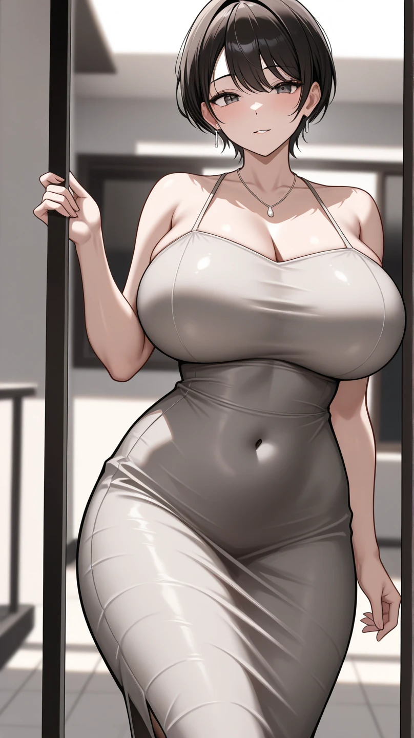 masterpiece, best quality,1 girl,young girl,brown eyes,short hair,a happy expression,shiny skin,(Leg lines are very good:1.3),Thick thighs,thin waist,huge breastsBREAK
,tie, ((pencil skirt)),pantyhose,high heelsBREAK park,The crowd looked surprised,depth of field,looking at the audience,permanent,from the side,Upper body,on legs，(spread leg:1.1)((lace garter straps garter belt:1.1)，(huge :1.9)，(big breasts:1.9)，，white shirt，no bra