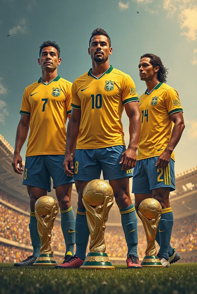 Neymar Jr , with the world cup next to pele