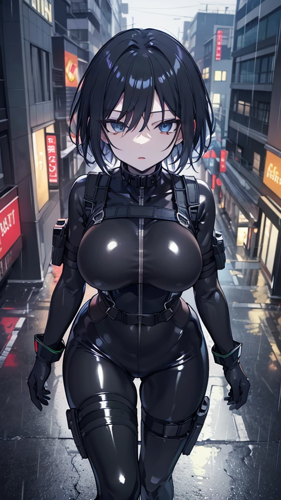 (best quality,4K,8k,High resolution,masterpiece:1.2),Super detailed,(actual,realistically,realistically:1.37), Ultra high definition face, Sexy Girl, attractive body, pink ponytail, Tick, Large Breasts, Biggest Breasts, Huge breasts, Thin waist, thick hips, Hourglass figure, Pelvic width, Pelvis larger than shoulder blades, fitness model, a close up of a woman in a black jumpsuit posing in night alley, Black bodysuit, full body shot 穿著bodysuit, ride well, wearing a jumpsuit, Sexy Girl, attractive body, Sexy body, Full breasts, Perfect body, Sexy hot body, Good shape, Perfectly proportioned body