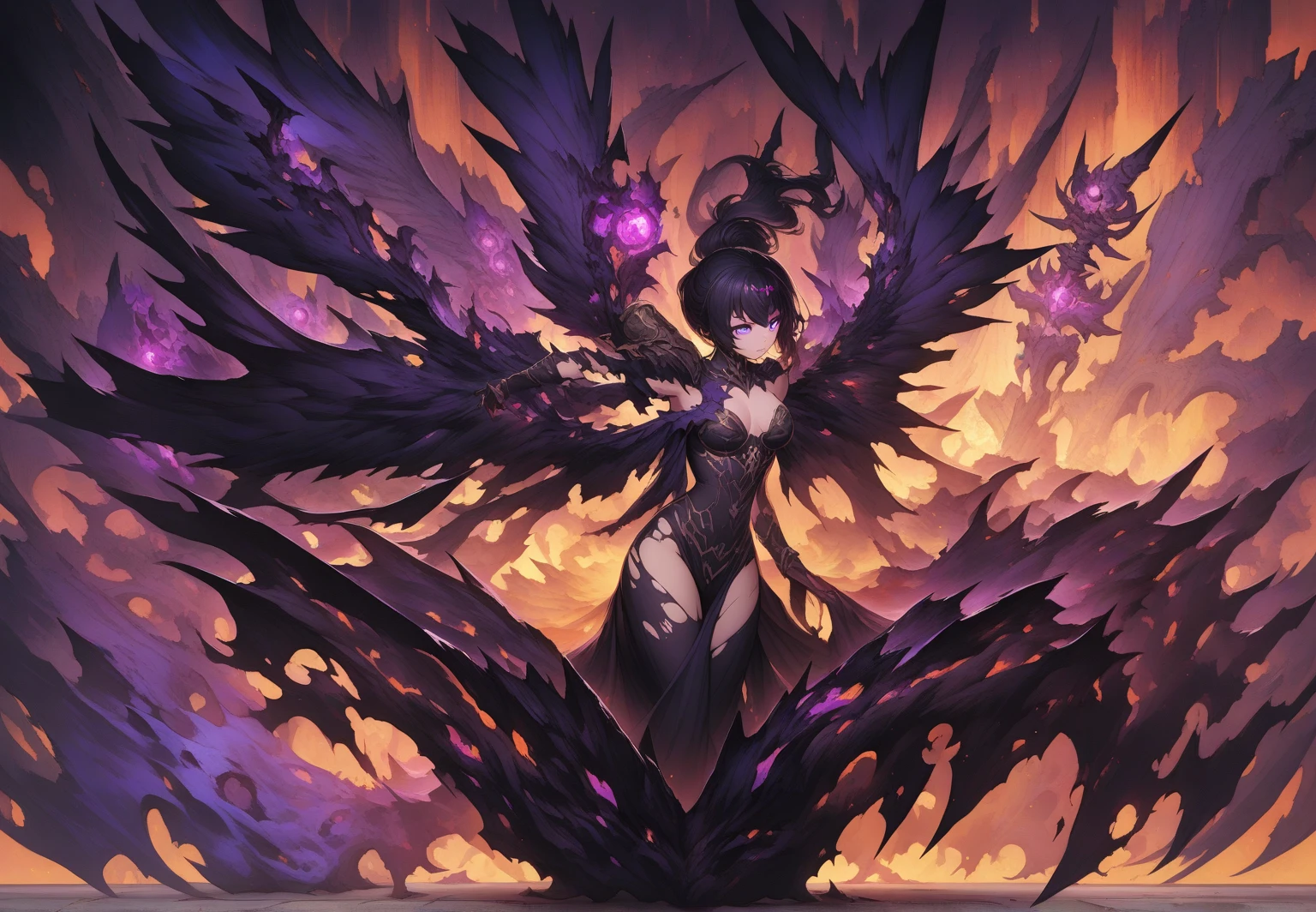1girl,solo,super detailed skin,shiny skin,seductive smile,majestic wings,multicolored skin,scaly skin,devil girl,glowing eyes,eyelashes,kawaii face,multicolored hair,claws,large breasts,beautifully shaped breasts,vibrant colors ,flying ,wide shot,cloud focus,masterpiece,best quality,ultra detailed,high resolution,sharp focus,depth of field