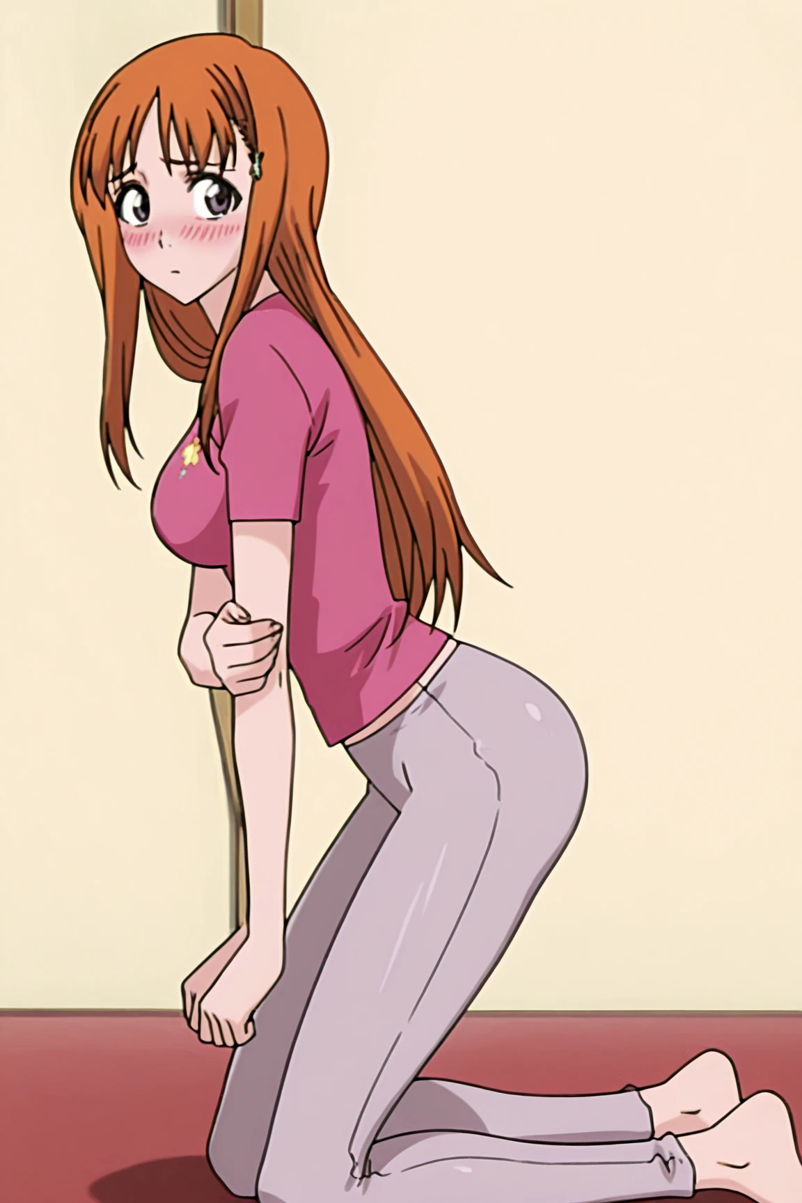 Little Flower, The Powerpuff Girls, extremely lifelike, very beautiful, sexly, big-ass, sensuous, dark orange hair, corpo Fitness 
