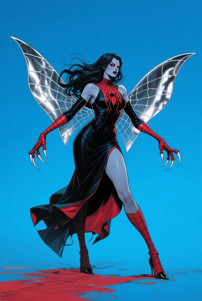 (masterpiece, best quality), 1lady, solo, (white Scales, scaly body), fallen angel, black hair, red eyes, (art by Adam Hughes, zdzislaw beksinski, dariusz zawadzki, giger, frank cho), (big breasts:1), (naked:1.3), (cameltoe:1)
