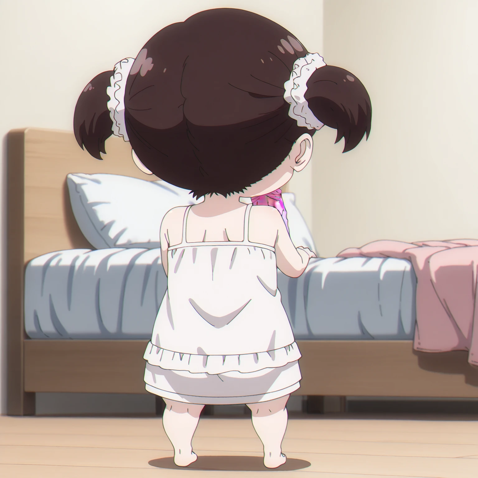 KonoharaKonomi, 1girl, purple eyes, , solo, twintails, short twintails, smile, short hair, clothes writing, open mouth, masterpiece, expensive quality, very_expensive_solve, big_file size, full color,(completely nude:1.2),pussy,niplles,