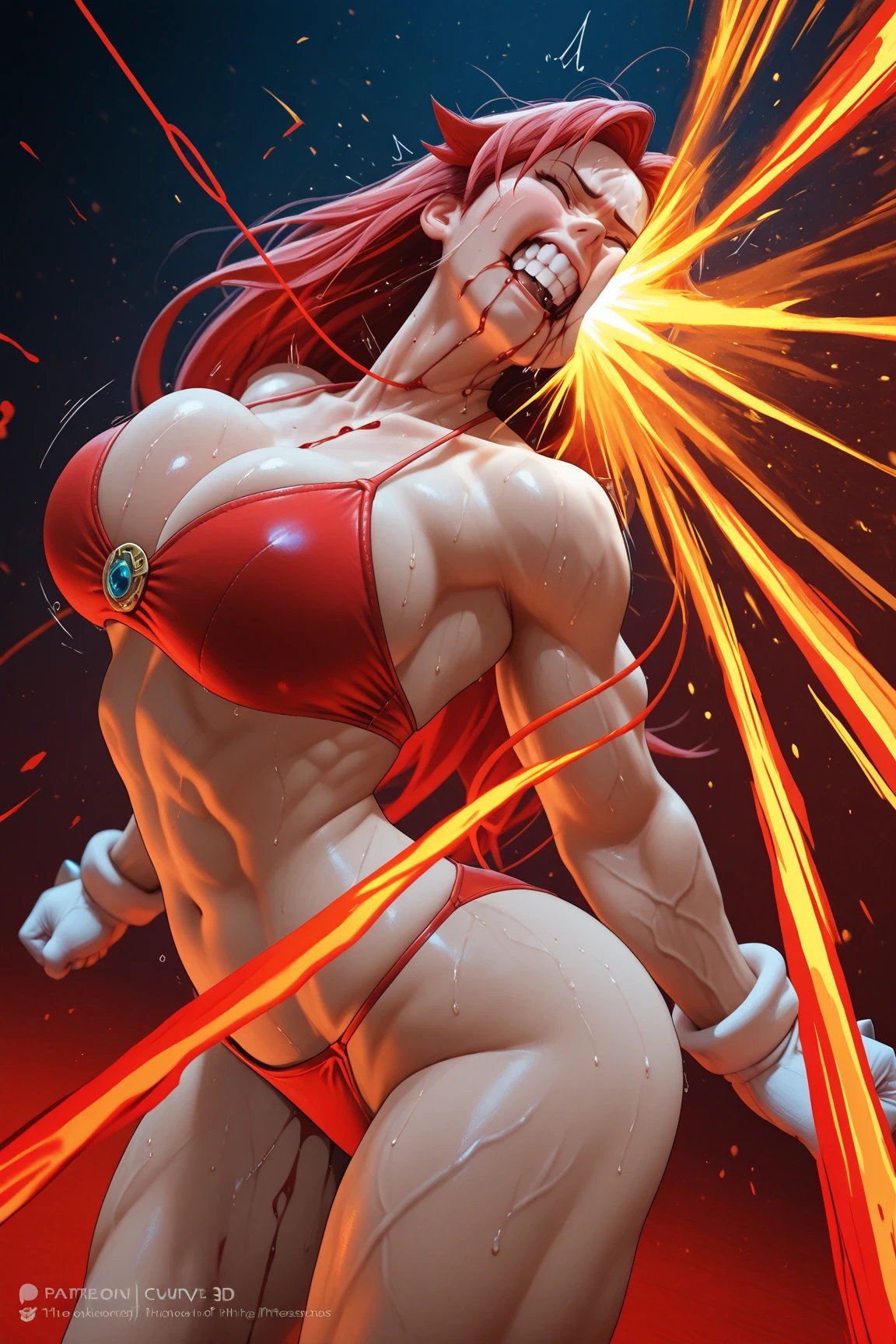 magic, Adult Latina model Daisy Marie, she is a fire elemental her body completely composed of Red and blue fire. flames dance around her body threatening to burn anybody that gets too close.