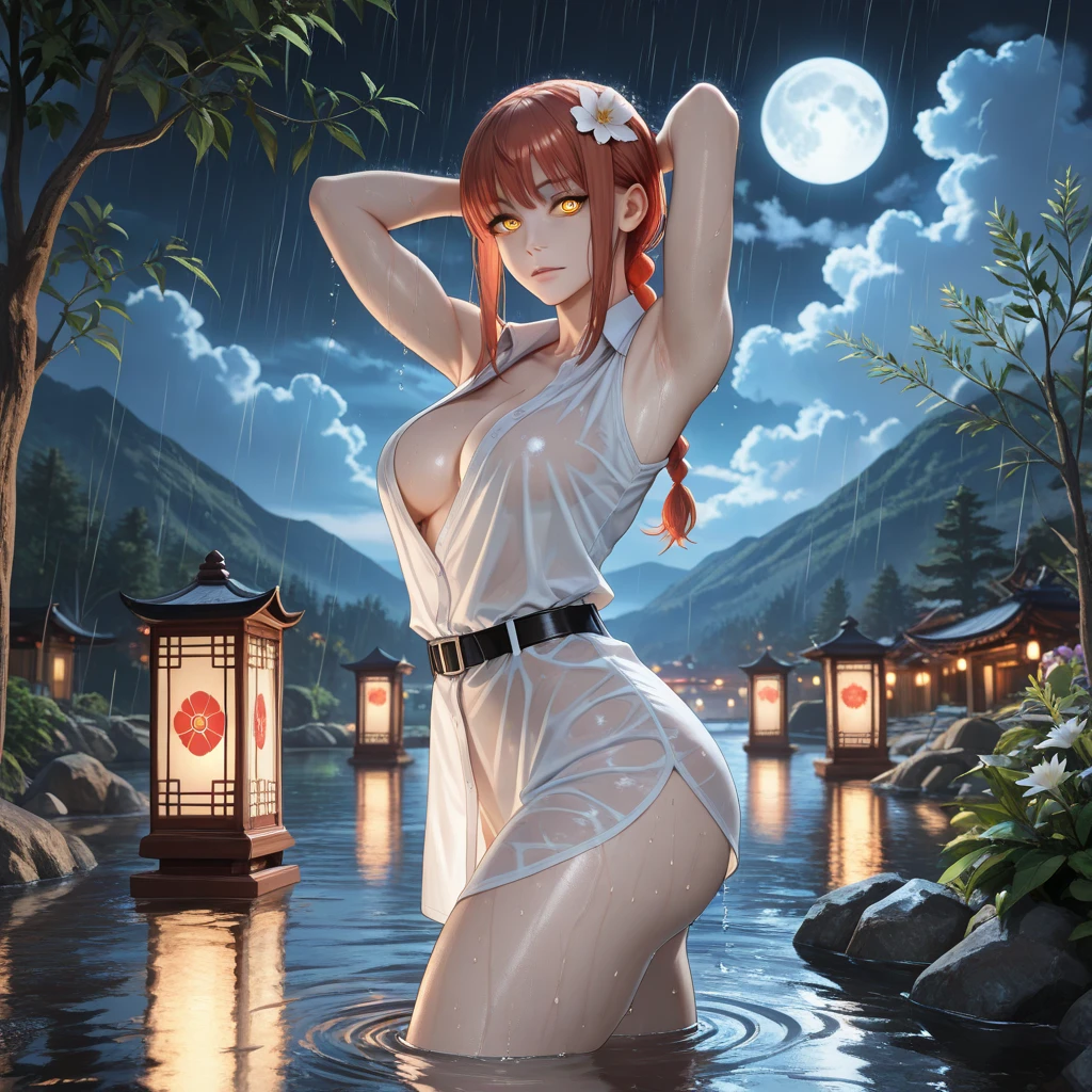 is, on stomach, lying, from behind, thick thighs, 1girl, 独奏, looking at viewer, looking back,
cum on is, cum in Pussy, pussy cum, (nsfw), bewitching pose,{{{{vulgarity}}}}, sweat,Dripping water,My whole body is wet,heavy breathing, humid, fog,(Stuffy armpits:1.2), arms behind back,
((best quality)), ((masterpiece)), (detailed), 1girl, sexly, ChinatsuKano, (complete anatomy), Perfect Fingers,
Realistic pubic hair, High amount of pubic hair, Thick pubic hair, embarrised, seductive smile,
Old house in Japan,tatami,The open shoji screen,Old electric fan,mosquito coil,Summer sky cumulonimbus,Mountains in the distance,(Backlight, at night:1.2),Midday Sunshine,
