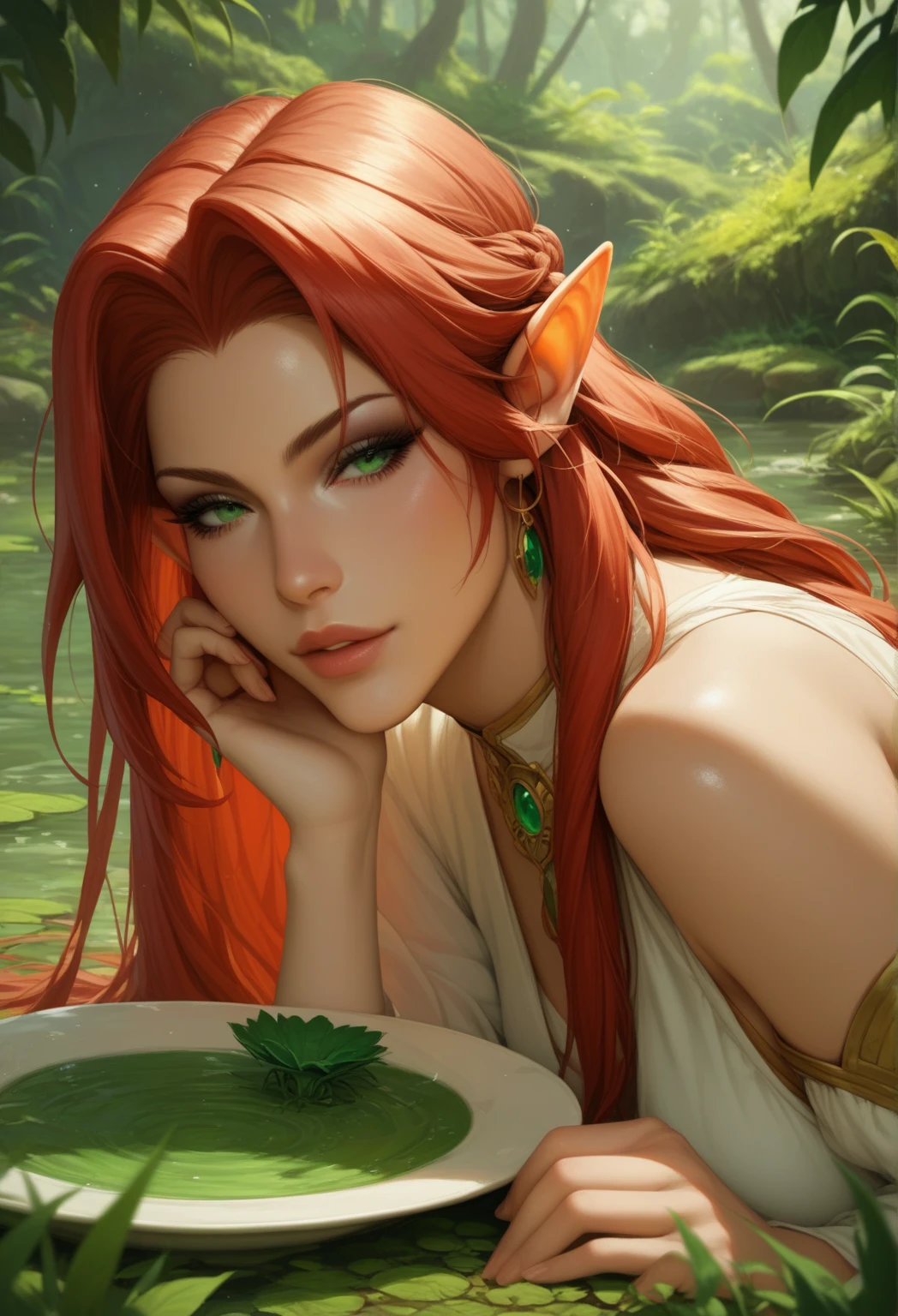 ((ultra detailed, masterpiece, absurdres))
<lora:I2PIvy:0.8>
I2PIvy, long hair, red hair, green eyes, in front of hidden mountain waterfall, morning, secluded and refreshing with soft morning light on cascading water
