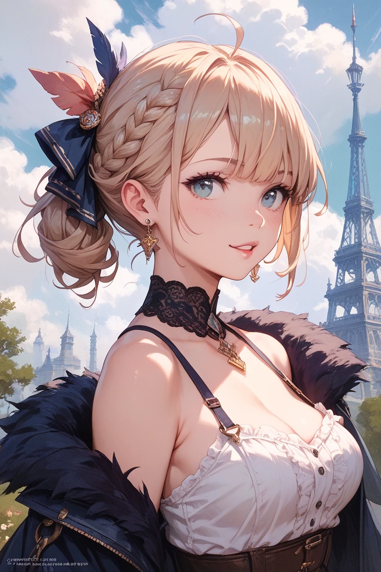 femme pleinement , blonde, ultra realistic, regarde la camera, Meticulously detailed, cheveux blons brillants, selfie d&#39;une jeune femme, maquillage naturel, Superbe corps complet, dans la rue, la nuit, costume, exterieur, costume vestimentaire, TERASSE d&#39;Coffee, le soir, at the Eiffel Tower