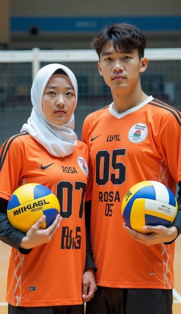 RAW, Best quality, high resolution, Masterpiece: 1.3), Beautiful malay woman in rugby outfit wearing shawl style hijab, non naked, wearing jersey outfit, 2 female, flawless face, cute face, pretty malay face, beautiful white teeth, Masterpiece, Perfect plump body, full body, sexy rugby outfit, tight breasts, short hair, ((wearing black shawl style hijab, wide and long hijab)), covered in cum, soaked in semen, beautiful big eyes, watery eyes, Soft smile, breezy, skin details, skin texture details, wide hips, thick thighs, sexy plump body, morning time, happy, bright sunshine, at football field, blurred background, bokeh, ((white, black and grey outfit, wearing baggy rugby jersey shirt short sleeves, wearing black handsocks, wearing tight shorts, wearing black long socks, wearing sweater)), ((standing, sexy legs)), ((hands above breasts)), ((wearing long black gloves))