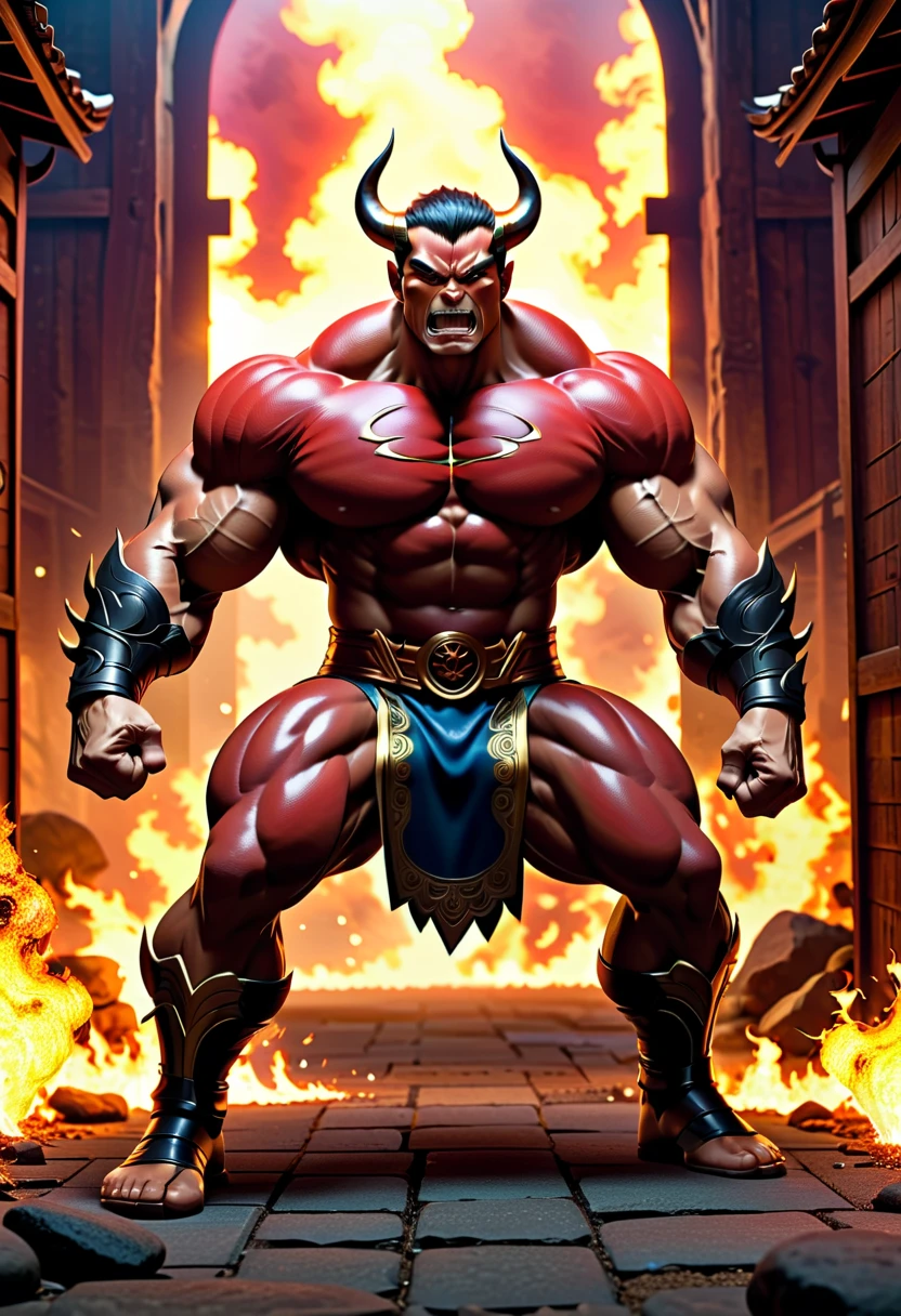 NSFW, Project Altered beast, sega, PS2 Game, Project Alterd beast, GAME, Alterd beast, Minotaur, Red Skin, All Red, (god rays:0.15), kemono (detailed soft fur:1.1), best quality, ultra realistic, 8K), (kemono:1.5), (only:1.5), (male:1.5), muscular, (glowing red eyes1.2), veiny muscles, bulging muscles, wide chest, thick thighs, thick arms, popping veins, looking directly at viewer, (direct gaze:1.5), highly detailed eyes, alluring gaze, powerfull strong mighty, Monster, giant, handsome alpha male, wide thick chest, large pecs, large biceps, abs, large shoulders, thick legs, Cock, Big muscles, Muscle growth, Bodybuilding, R-18, Big arms, reg, Big reg, muscle reg, spread legs, bulk up, Growth, bodybuilder, Hyper muscle, full body shot, Hyper cock, Big cock, humanoid penis, penis, big penis, hyper penis, Abdominal muscles, Hyper abdominal muscles, Growth muscle, Power up, definition, Big Abdominal muscles, Abdominal muscles, muscle, Big cock, All Nude, Nude, Completely naked, nude, bodybuilding, bodybuilding Pose, Only Red Skin, Roar, roar, Horn, No Hair, Fire, Burn, Bull, Bovine