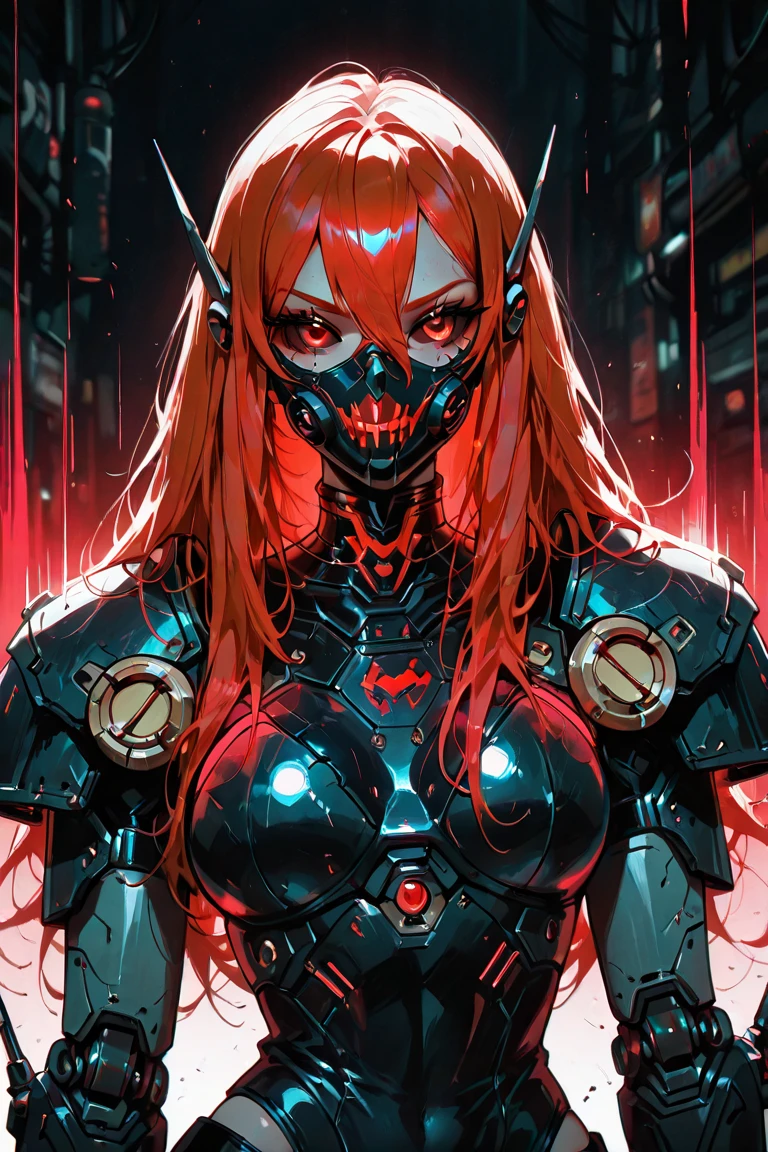 best quality,masterpiece,1 girl, adult jewish woman, amber eyes, light brown lob hair, ombre, solo, from front, front view, upper body, looking up, detailed background, detailed face, (<lora:DemonicTech:0.6>, demonictech theme:1.1), cyberpunk soldier, gunner, wearing tactical gear, night-vision goggles, battle-worn , nanotechnology, emblem, smirk, running, cyberspace in background, hazy mist, intense atmosphere,,