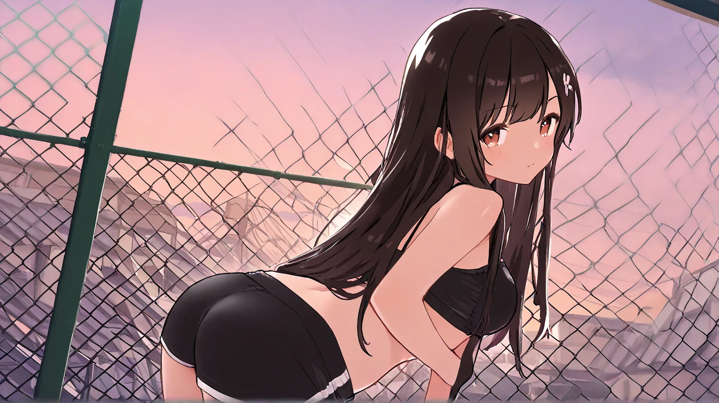kasumigaokautaha, ((full body)), ((full pose)), ((slim body)), ((perfect body)), ((slim legs)), utaha kasumigaoka, black hair, hairband, long hair, (red eyes:1.5), masterpiece, best quality, highres, kasumigaoka utaha, 1girl, solo, ((kneeling on grass)), ((spread leglack underwear)), medium breasts, blushing, black hair, hairband, red eyes, ((white hairband)), bangs, medium breasts, blushing, ((wide smile face:1.4)), cowboy shot, ((looking back)), playground background, sunny day,