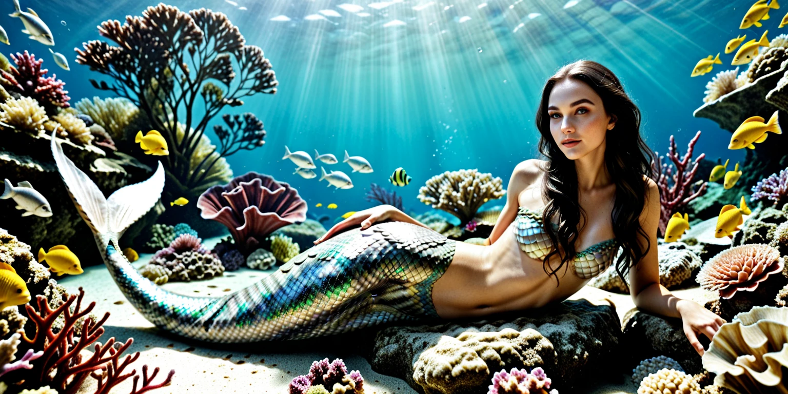 Unrealengine5 ultra Masterpiece, best quality, ultra high res, 1girl, underwater,Beneath the sea, where tendrils of coral fish and vines abound, a (mermaid) girl stares at you, Her eyes gleam with an eerie light hyper_photo-realistic saturate meticulously intricate ultra optimal ultra_high-def ultra_high-quality accurate ultra_high-details ultra_high-res color-coded shading perfection reflex extreme improved Octane_rendered opengl-shaders glsl-shader UHD XT3 DSLR HDR symmetrical multi various etc. --v 6 --s 1000 --c 20 --q 20 --chaos 100