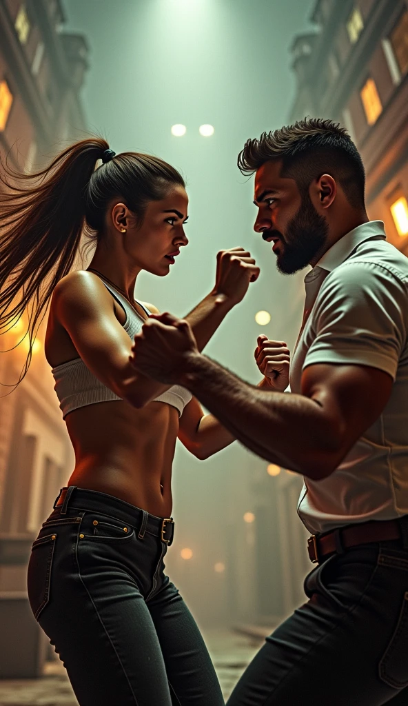 Hindu girl vs hijab girl in arm wrestling cinematic, hd, 4k, bodybuilder 
