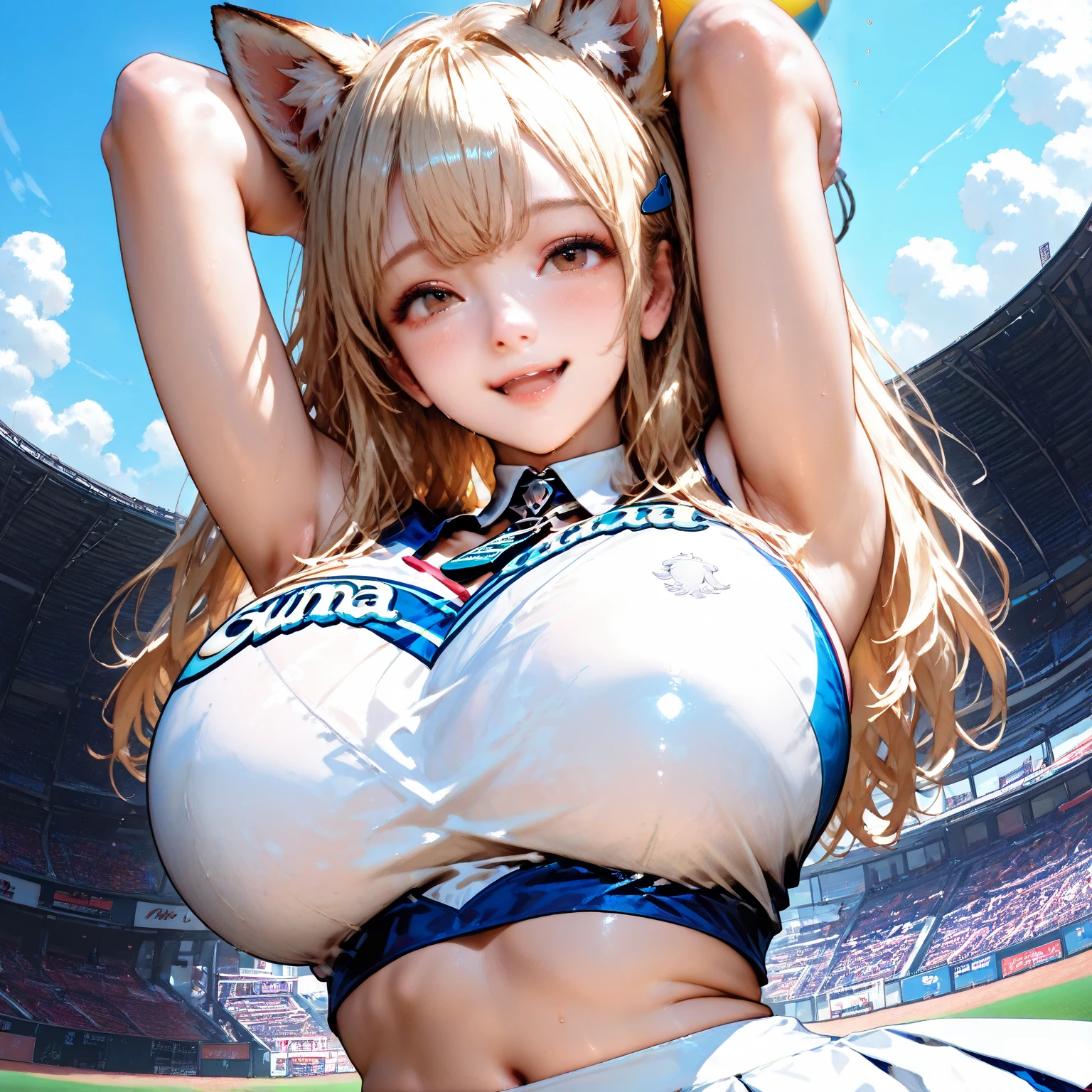 1 supercute kitty wear a origami gundam armor,fur, (nsfw), (orgasm:1.5), huge breasts, thin waist, big hip, thick thighs