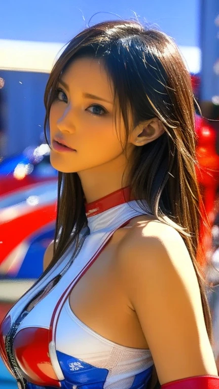 Slender women、Big Breastotor Showコンパニオンガールコスチューム、Sexy smile、motor Show、( car in Exhibition hall:2.0)