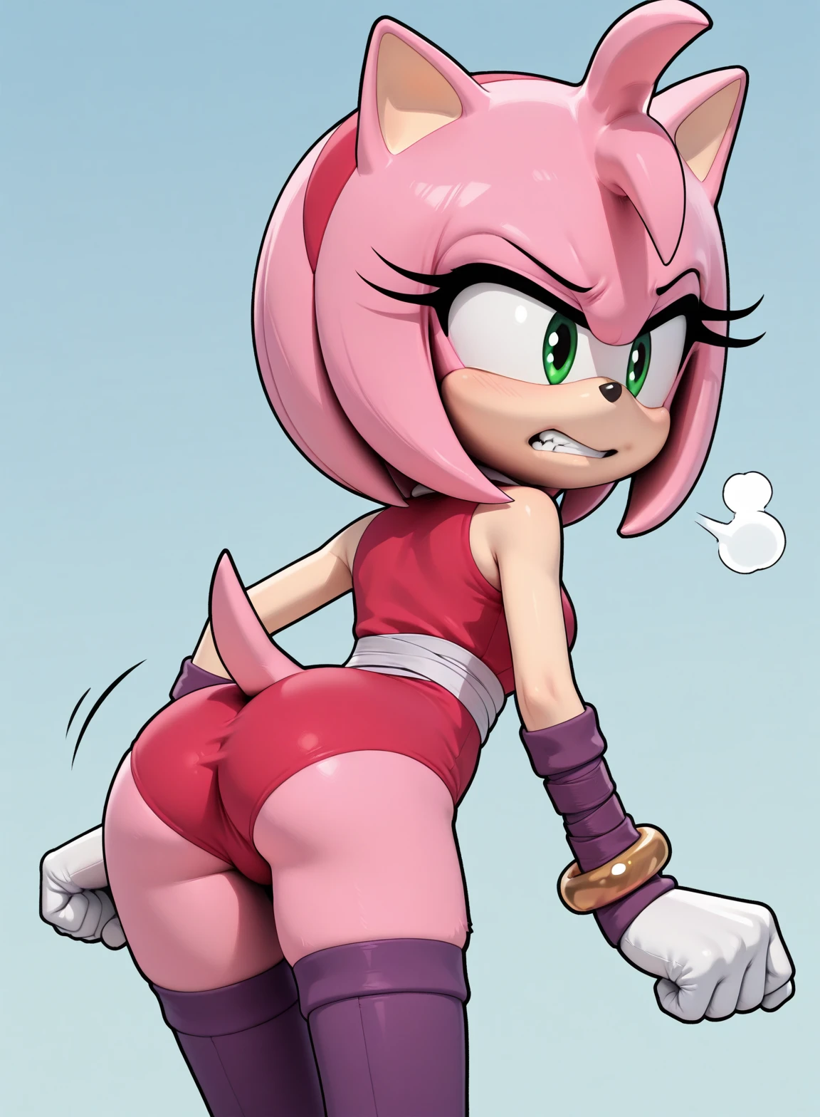 Amy Rose, pink skin, green eyes, red headband, short hair, completely naked, nipples showing, pink nipples, pink skin, weakly shown abs, belly button, detailed collarbones, detailed tabs, perky boobs, thigh high stockings, black stockings, platform heels, Red high heels, visible pussy, open pussy, precise hands, Skinny body, Skinny body, , very thin, ,curves, thick, pecho big, big ass, busty, voluptuous, muslos bigs, small waist, Hourglass, bimbo, milf, big , big ass, sex, sex lesbian, ,Futa on female, futa Fucking woman, Futa Gangbang,standing on one leg,standing split,leg hold,leg lift