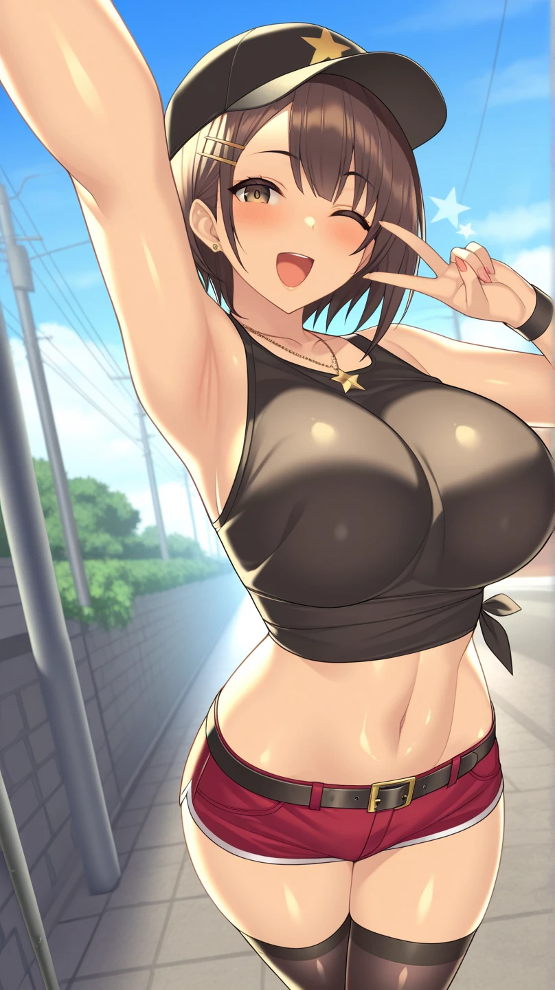 巨作, Best Quality, highres, Amazake, (Antenna hair:1.2), medium breasts, Green shirt, sleeveless, bracelet, waistband, Blue Shorts, white thighhighs, cowboy shot, Standing, outdoors, smile, His hand on his hand, Huge breasts navel, open mouth, crossed legs,big tits,huge tits,show tits,perfect tits,( Shirt lift:1.5), open shirt, embarrassed, smiling
(1boy, hetero, penis, sex, underwear, panties), ((vaginal, open mouth, blush)), nude male, ((clothing aside, looking at viewer, pussy, clothed sex)), bed, cowgirl position, ((pussy juice)),((milk coming out tits)),((girl on top,thighs, pov)),