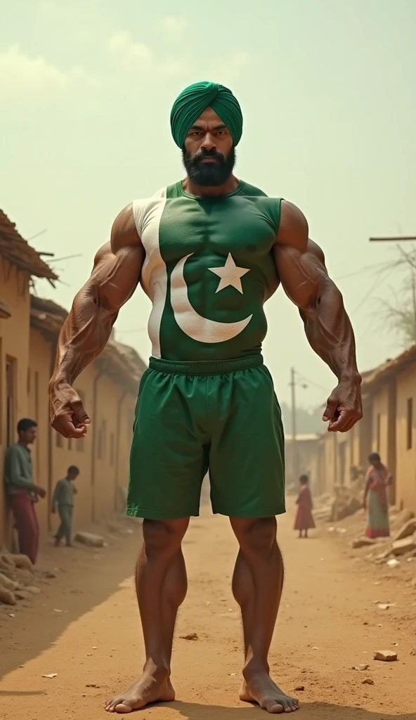 One bodybuilder with Indian flag