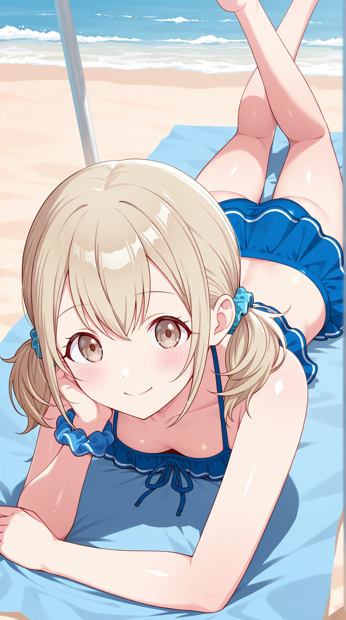 (masterpiece), (Highest quality), High resolution, (Very detailed), (Best illustrations), (Best Shadow), (so beautiful), (very cute), (Absurd), (Blue background), (Blue Room), (Blue carpet), Round face shape
(Highly detailed face), Perfect limbs, Intricate details顔,
(Minase Iori), Ribbon brown hair, Long Hair, amount, Hair Clip, Brown eyes, Pink hair band with ribbon,
Beautiful breasts, Small breasts, Shyness, smile, Pitiful,
Perfect limbs, Perfect Anatomy, Thin legs, Intricate details, Five perfect fingers, One person, so beautiful少女, very cute少女,Big eyes, slender, Tight waist,
Beautiful Skin, Wet, sexy,Charm, whole body,
(One person、solo:1.3), Full Shot, panoramic,
Erotic, , Intricate details下着,
White frilly underwear, Underwear with a small ribbon,
Pink Panties, Detailed panties,
Pink Bra, Details Bra,
tits, Butt, naked, Legs slightly apart,
立ってLegs slightly apart, View from the front,