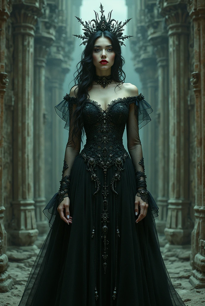 **Title: Battleground of Sins and Transgressions** **Recommended aspect ratio: 16:9** **Quality tags:** masterpiece, ominous:1.3, high resolution, symbolic **Character/subject tags:** personification of sins and transgressions, (sinister allure:1.2), (tempting whispers:1.1), weaving a dark tapestry **Medium tags:** digital art, illustration, abstract, detailed and foreboding **Background environment tags:** shadowed realm, (twisting tendrils of temptation:1.2), (sinuous pathways of indulgence:1.1), ominous darkness **Color tags:** deep blacks, alluring purples, fiery reds, muted dark tones **Atmospheric tags:** ominous, tempting, abstract, symbolic, moral struggle **Emotion tags:** temptation, guilt, moral conflict, foreboding consequences **Composition tags:** dynamic and swirling forms, focus on the personification of sins, dark ambiance, intricate details of temptation, sinister undertones