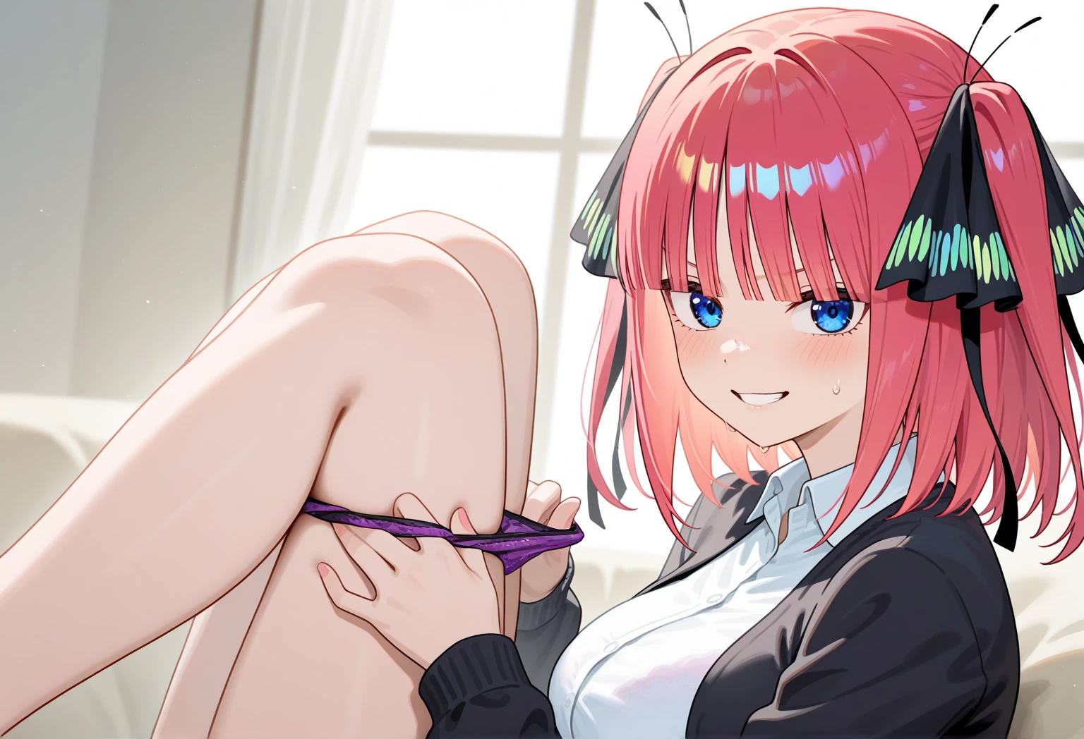 Girls with pink hair, long double-tailed hairstyle, ((small pink bushy eyebrows)), dressed in ta clothes, marked vagina, loli(Zankuro) drawing style by zankuro artist, ザンクロー style, image uploaded to R34, changing of clothes in a room, looking away, not looking at the camera (hidden camera recording it, security camera filter recording it)