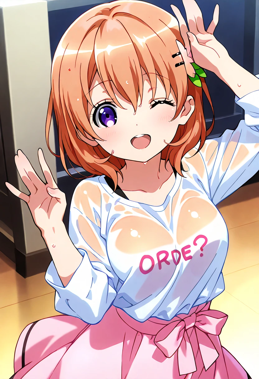 nsfw,aoi_inuyama,inuyama_aoi,yuru_camp,solo girl, heart shaped pupils,{{{mosu_(5240mosu)}}},thick eyeblow,shake motion,seductive smile,sexually flirtatious glance,saliva trail,big breasts, line drawing, glossy clothes ,bukkake, sweaty clothes, ,lotion, narrow eyes, hand job ,doujin penis,,