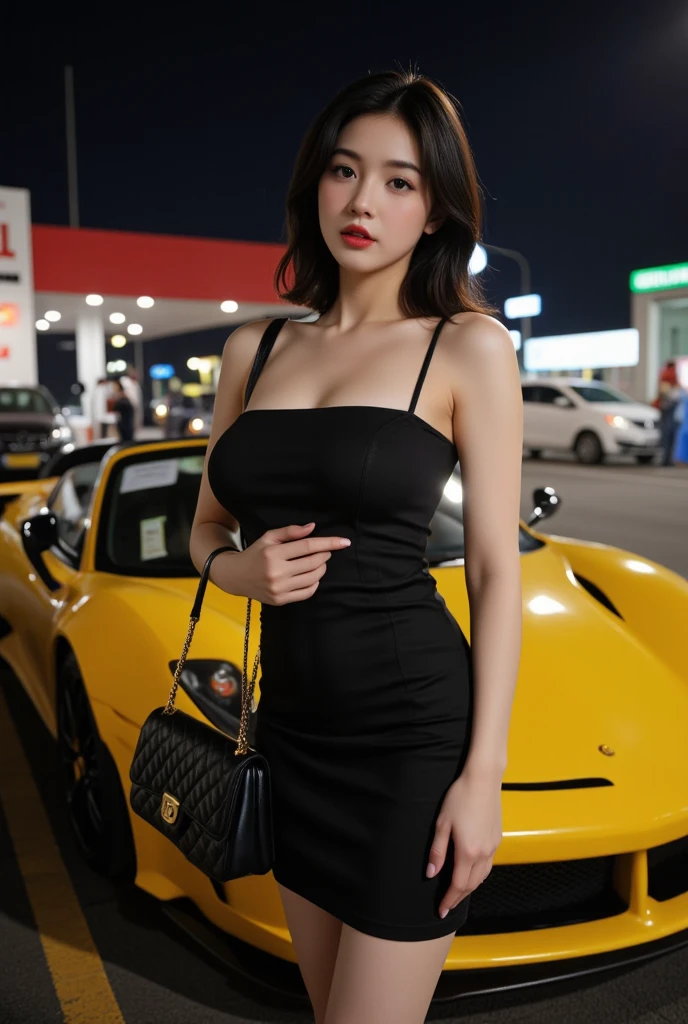 (Detailed skin:1.2),(Shiny skin:1.1),8k,Highest quality, masterpiece, Ultra-high resolution,(Realistic:1.4), RAW Photos,(Soft saturation:1),(Fair skin:1.2),(Succubus:1.2),Half-Japanese beauty,23 years old, (Light brown hair),(Long Hair:1.3)), (Pretty face:1.4), (Large Breasts, Tight waist,Big firm hips:1.2), ((Beautiful lighting:1.3)), ((tight black see-through dress:1.2)),(Highly detailed face, Highly detailed lips, fine grain, double eyelid,Highly detailed and evenly balanced eyes), (Sharp focus:1.2), ((Full Body Shot)),(Perfect Anatomy:1.3),(Beautiful woman with perfect figure: 1.2)、((Random sexy poses:1.2))、Sharp Eyes,smile,(Luxury Casino)