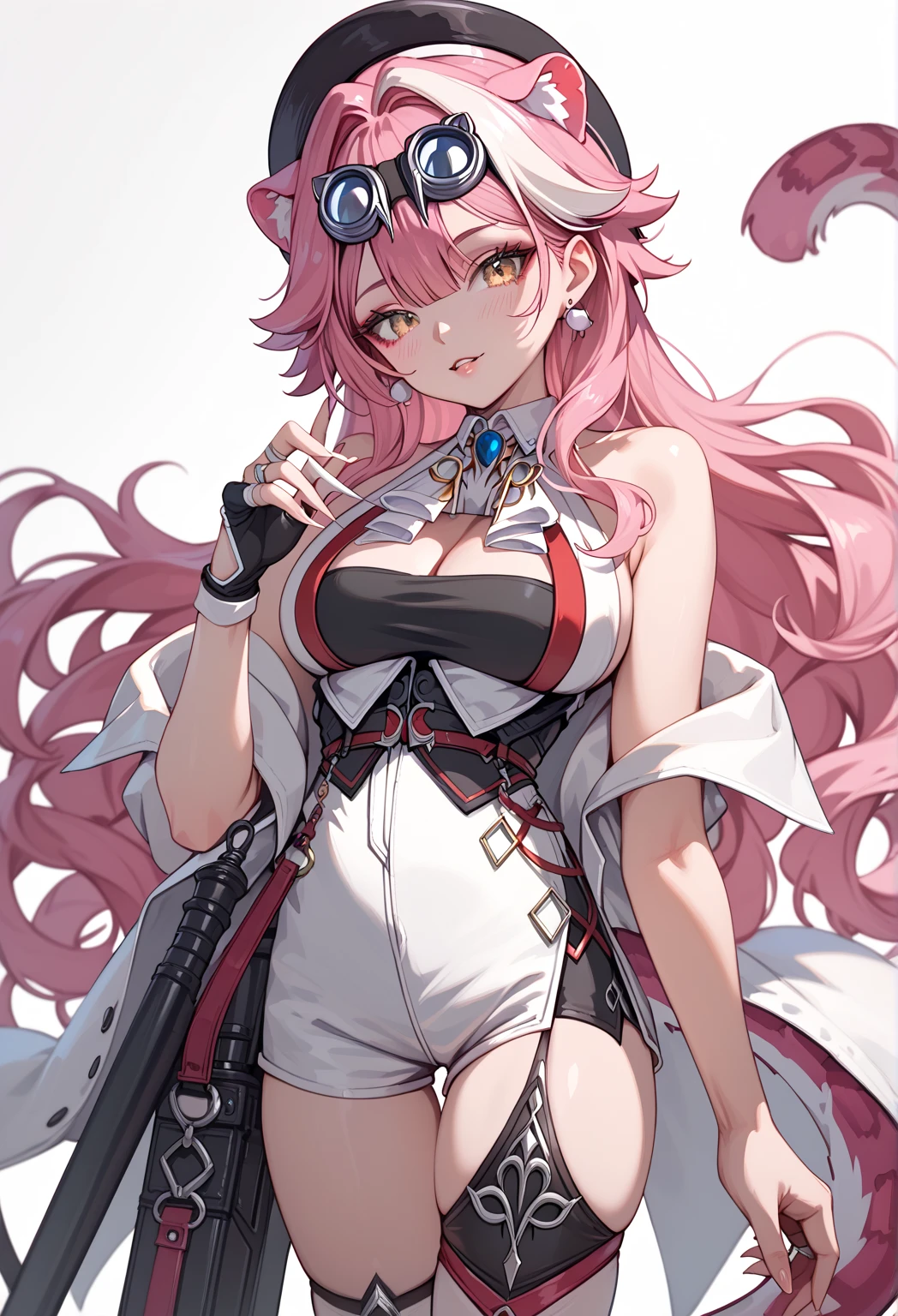 Super Loose unbuttoned no rise pants, sexy outfit, anime manhwa girl, super mini top